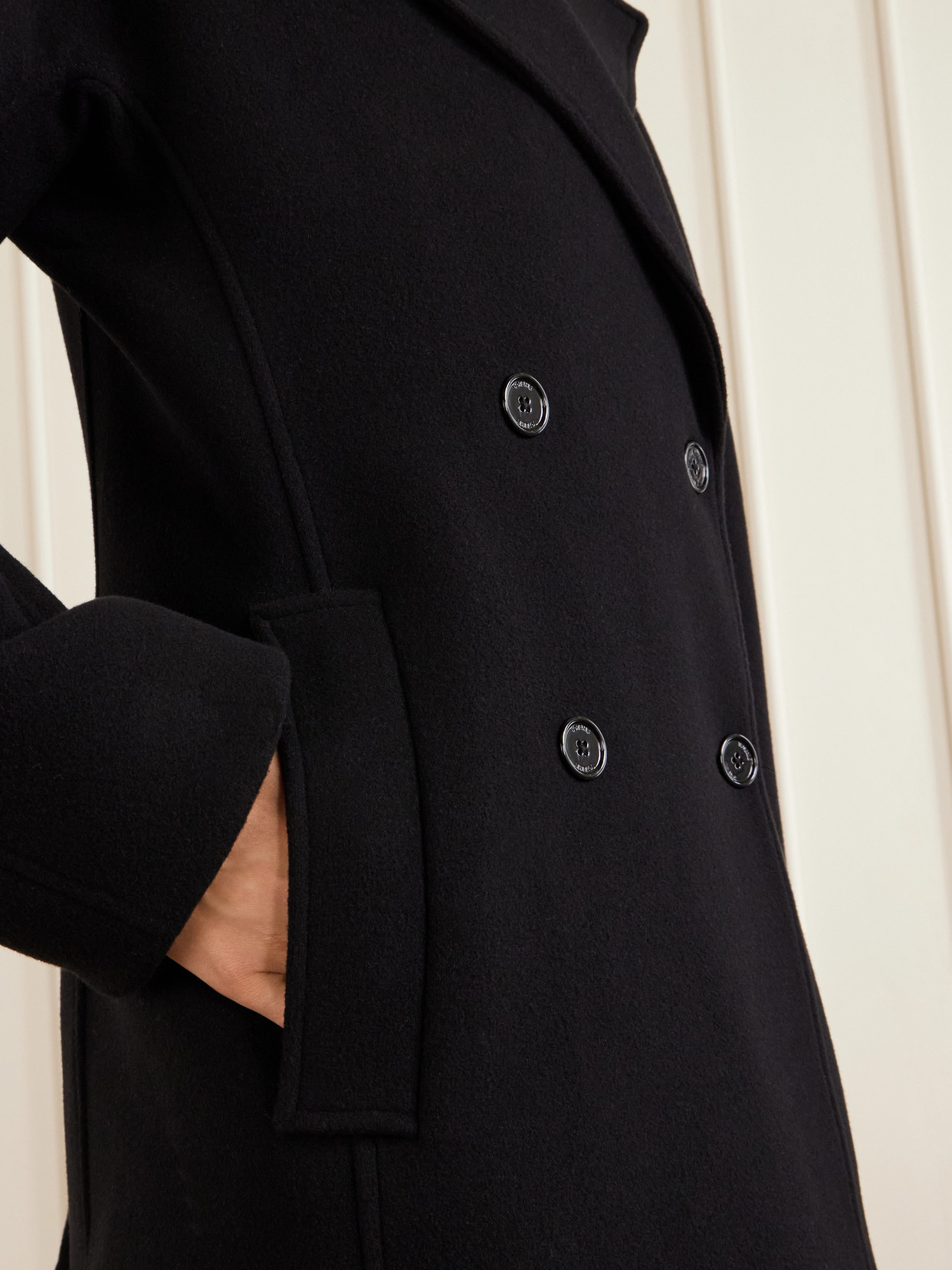 Totême Double-breasted Wool-blend Coat In Black