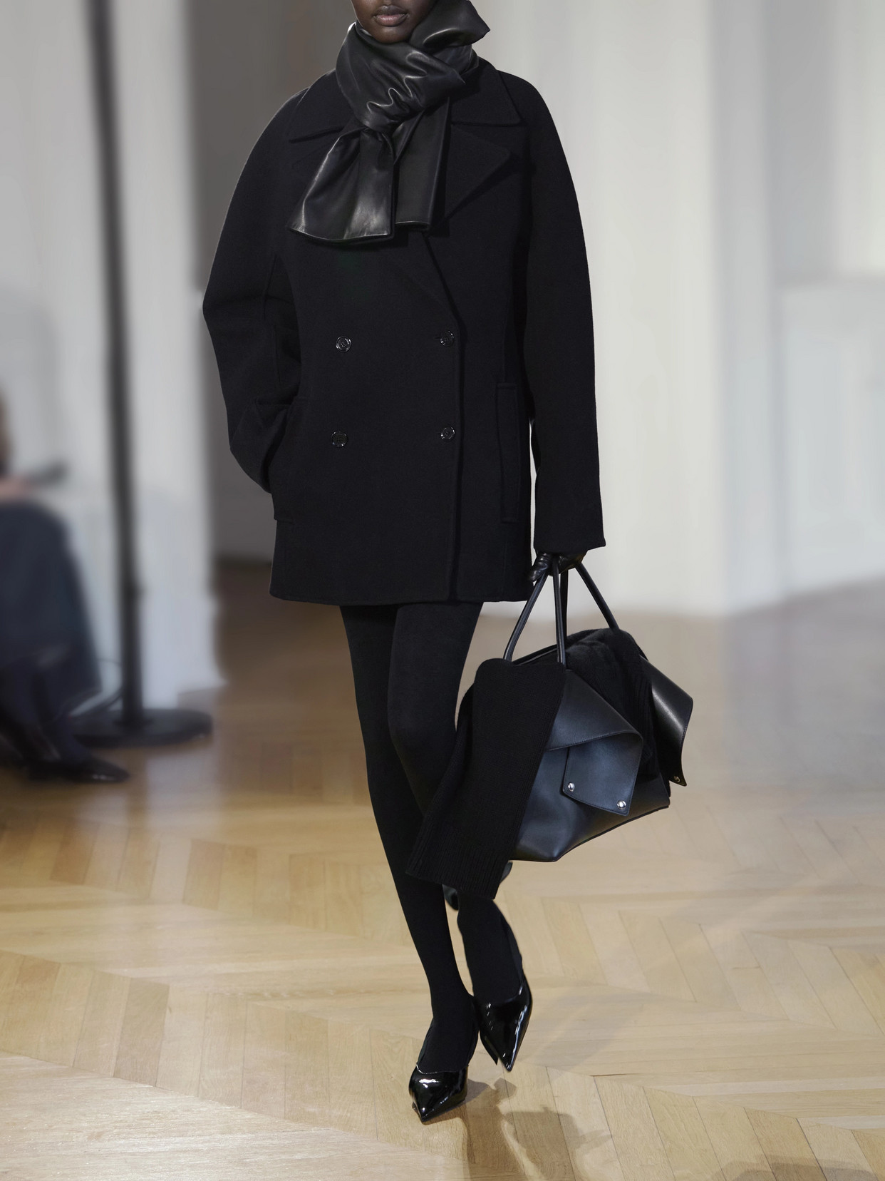 Totême Double-breasted Wool-blend Coat In Black