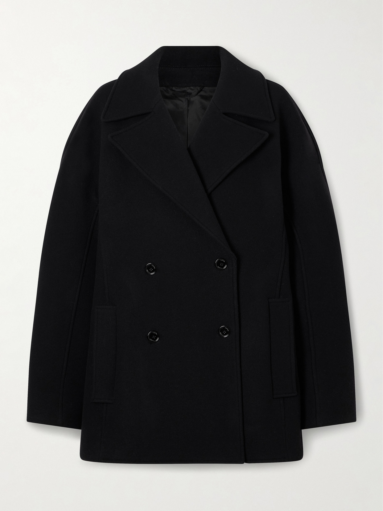 Totême Double-breasted Wool-blend Coat In Black