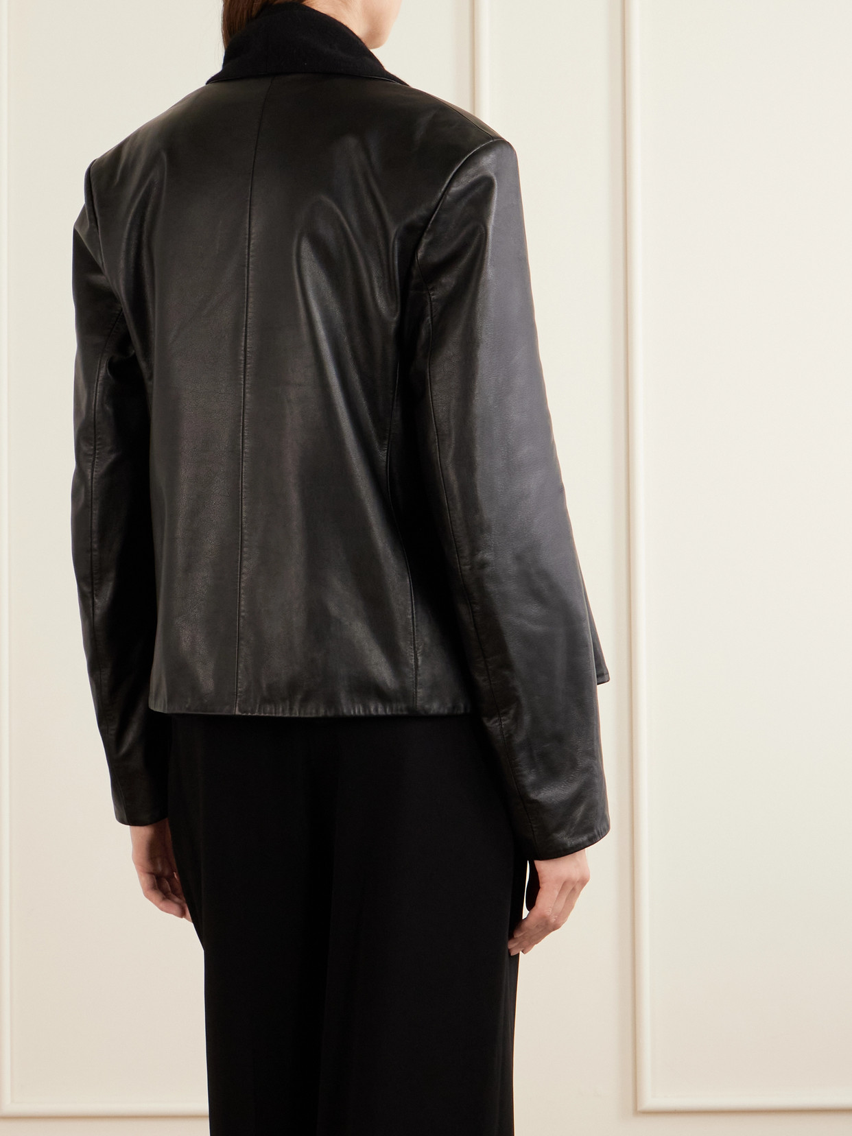 Scarf-Detailed Wool-Trimmed Jacket