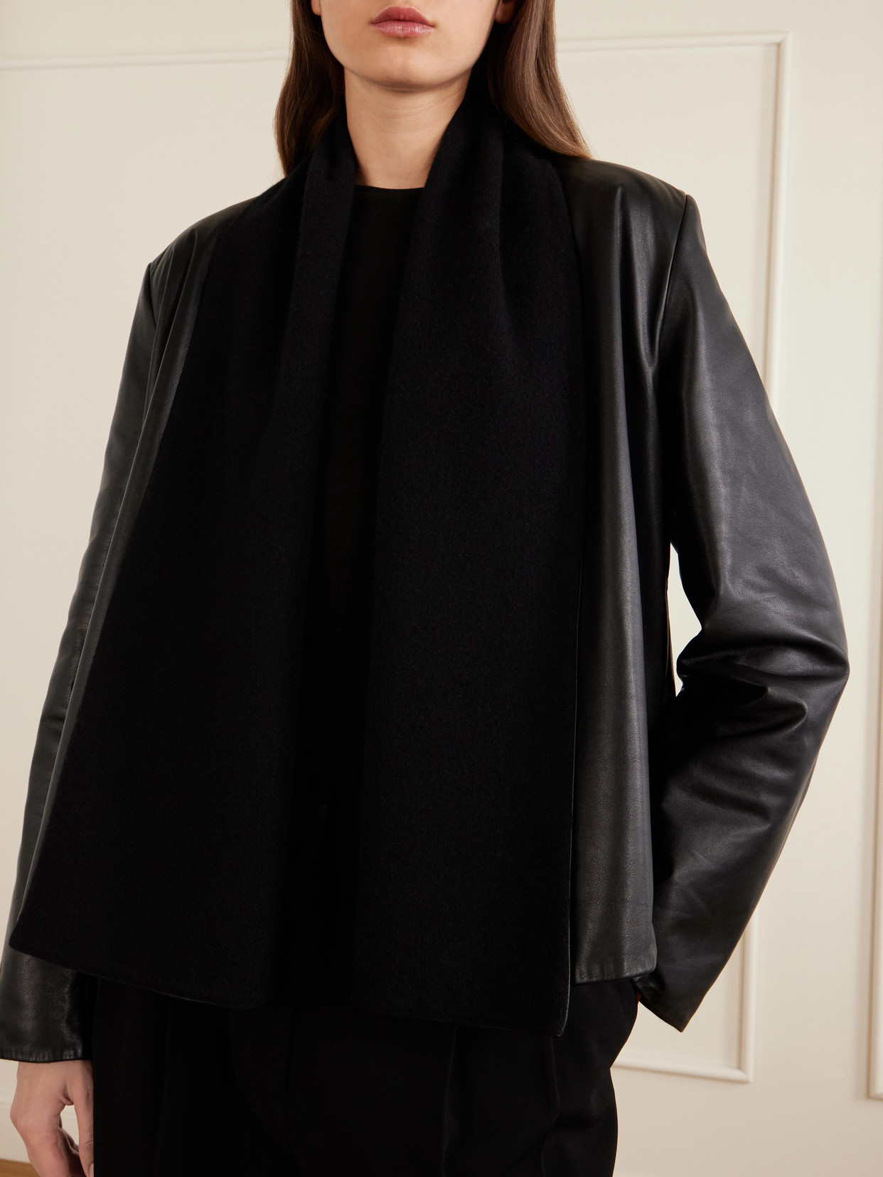 Scarf-Detailed Wool-Trimmed Jacket