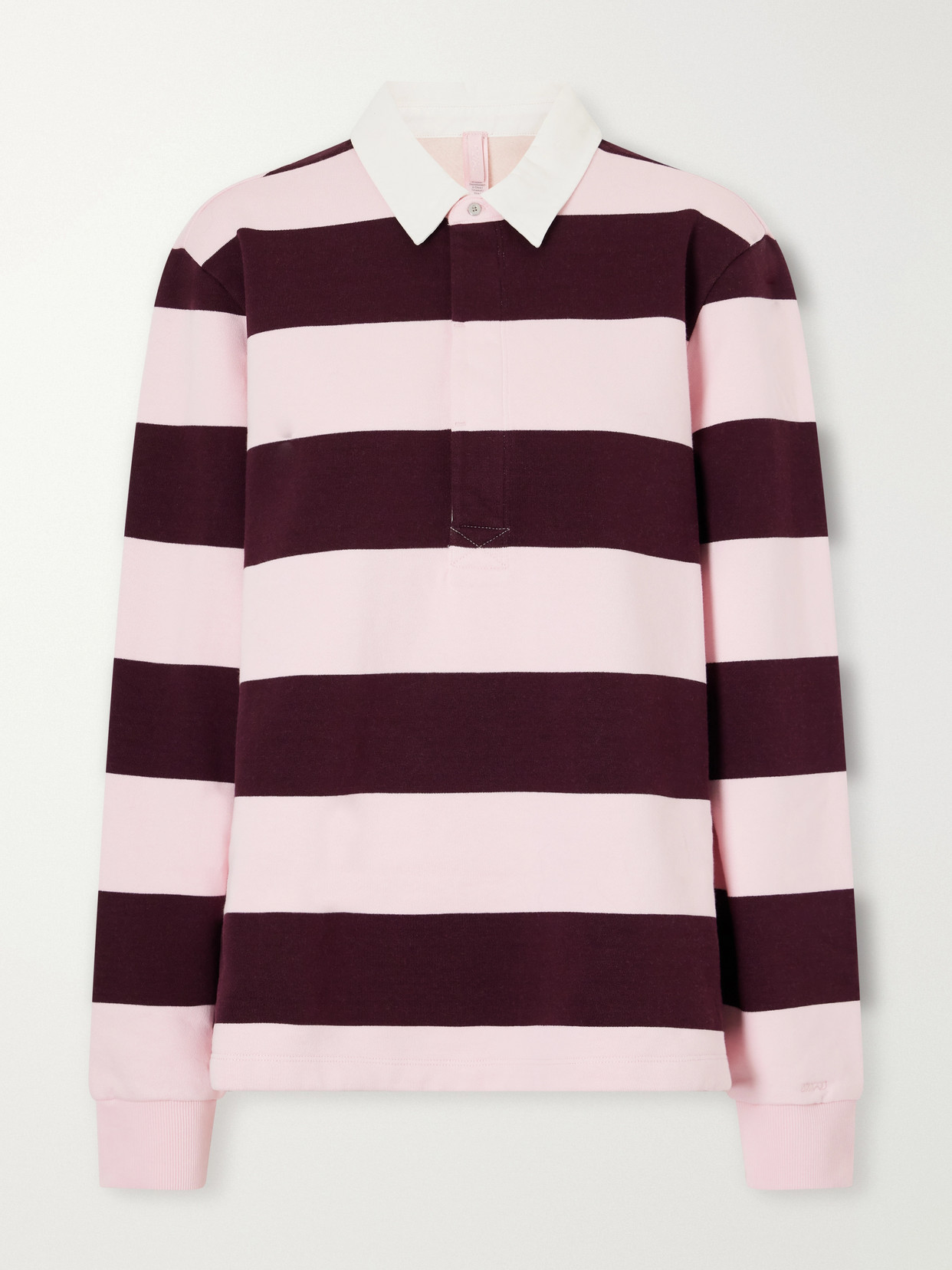 Boyfriend Fleece Striped Cotton-Jersey Polo