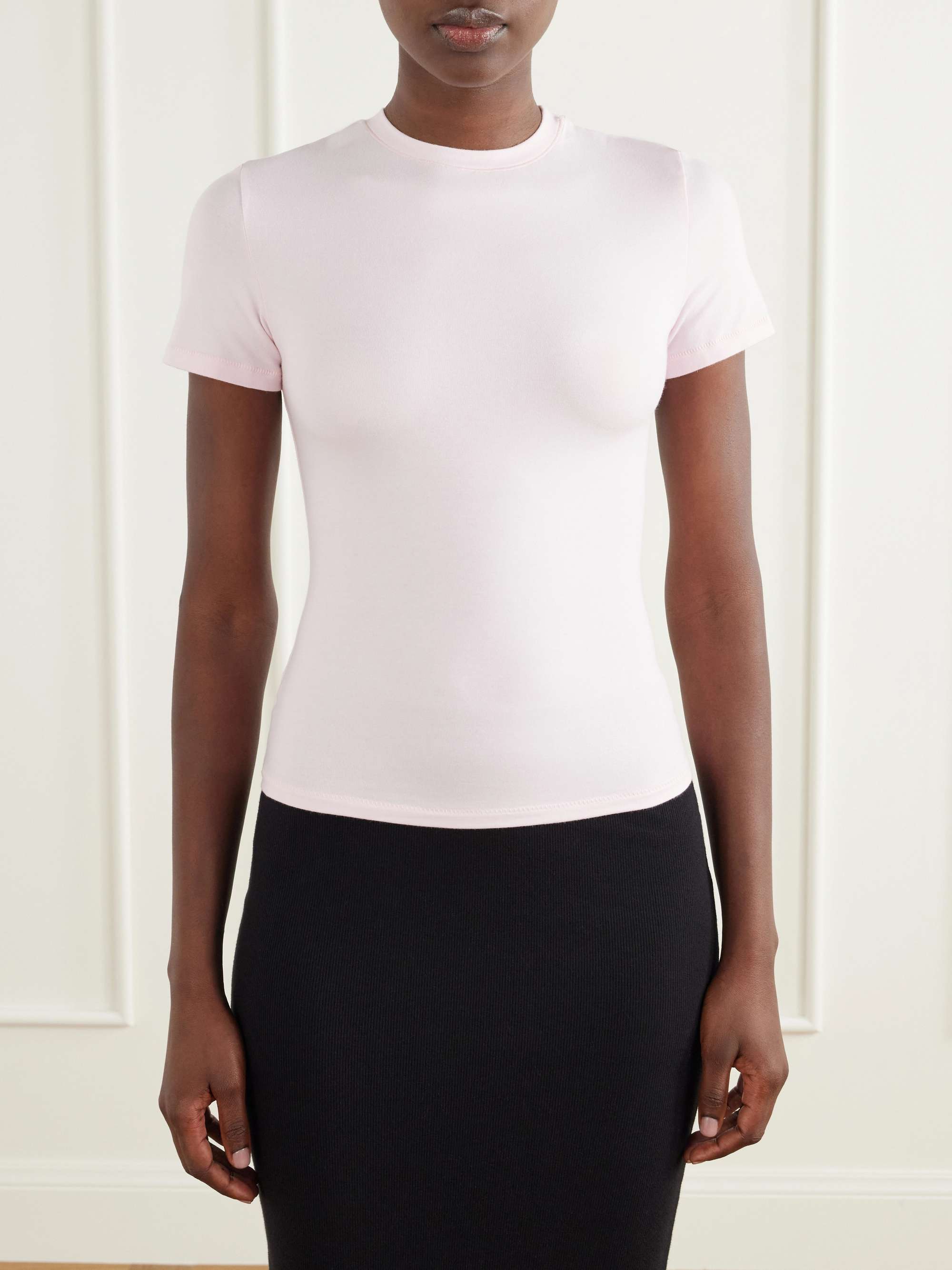 SKIMS Stretch-cotton jersey T-shirt - Light Heather Gray