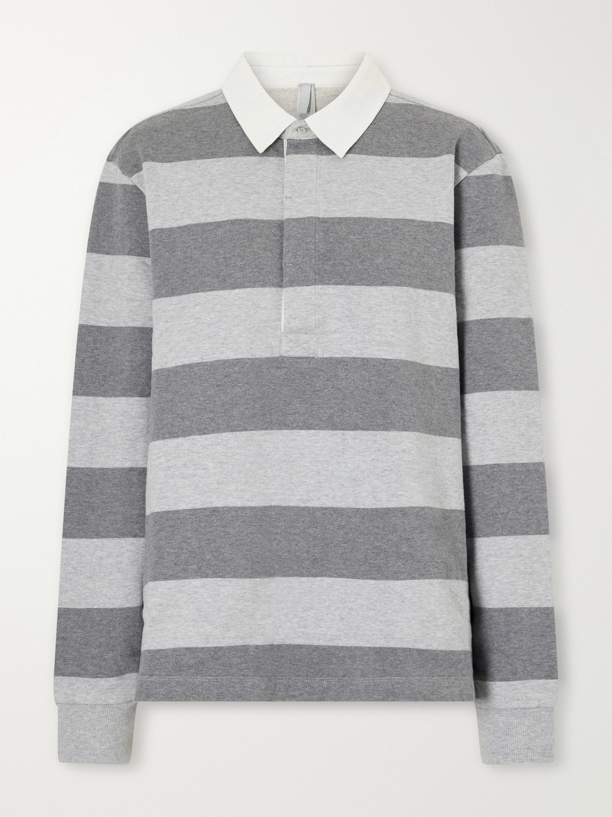 Boyfriend Fleece Striped Cotton-Jersey Polo