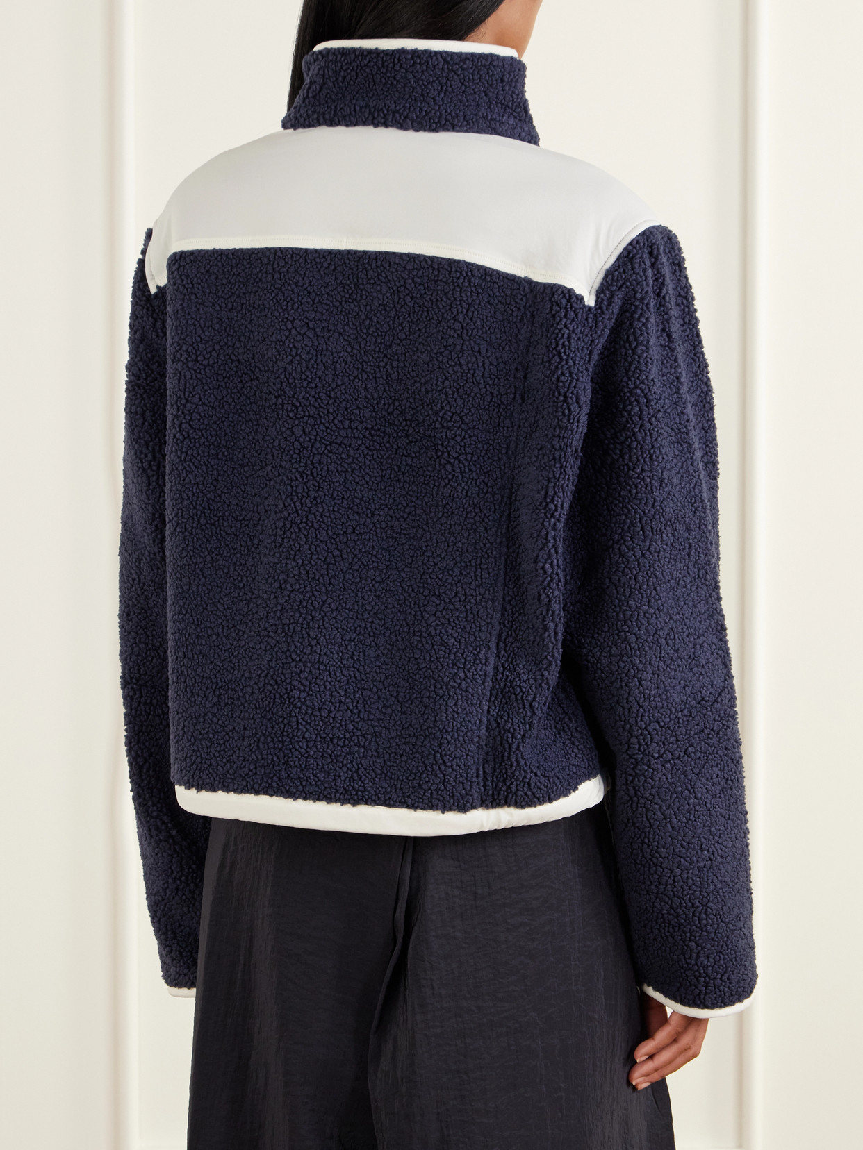 Teddy Boxy Shell-Trimmed Fleece Jacket