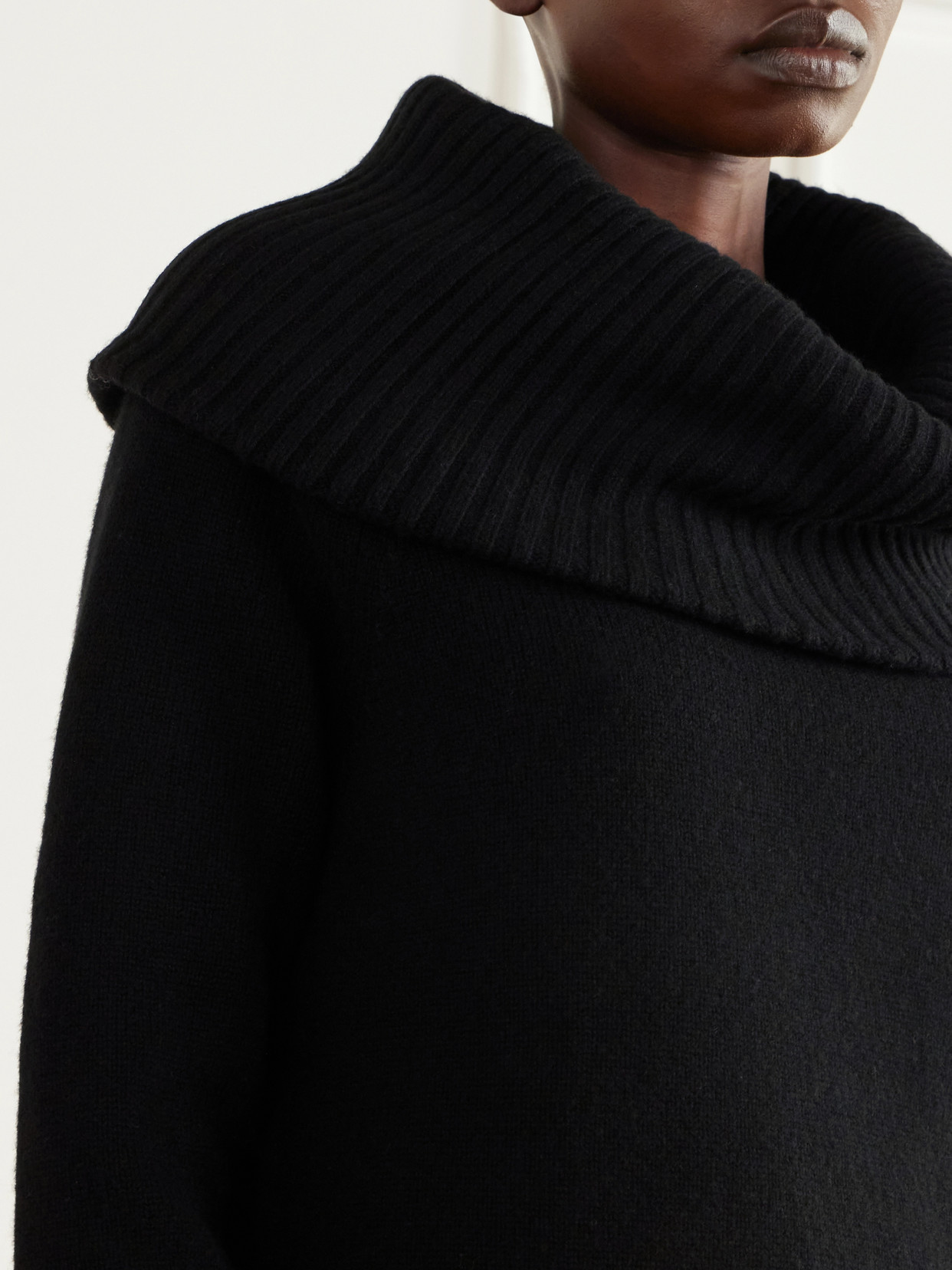 Funnel-Neck Brushed Sweater