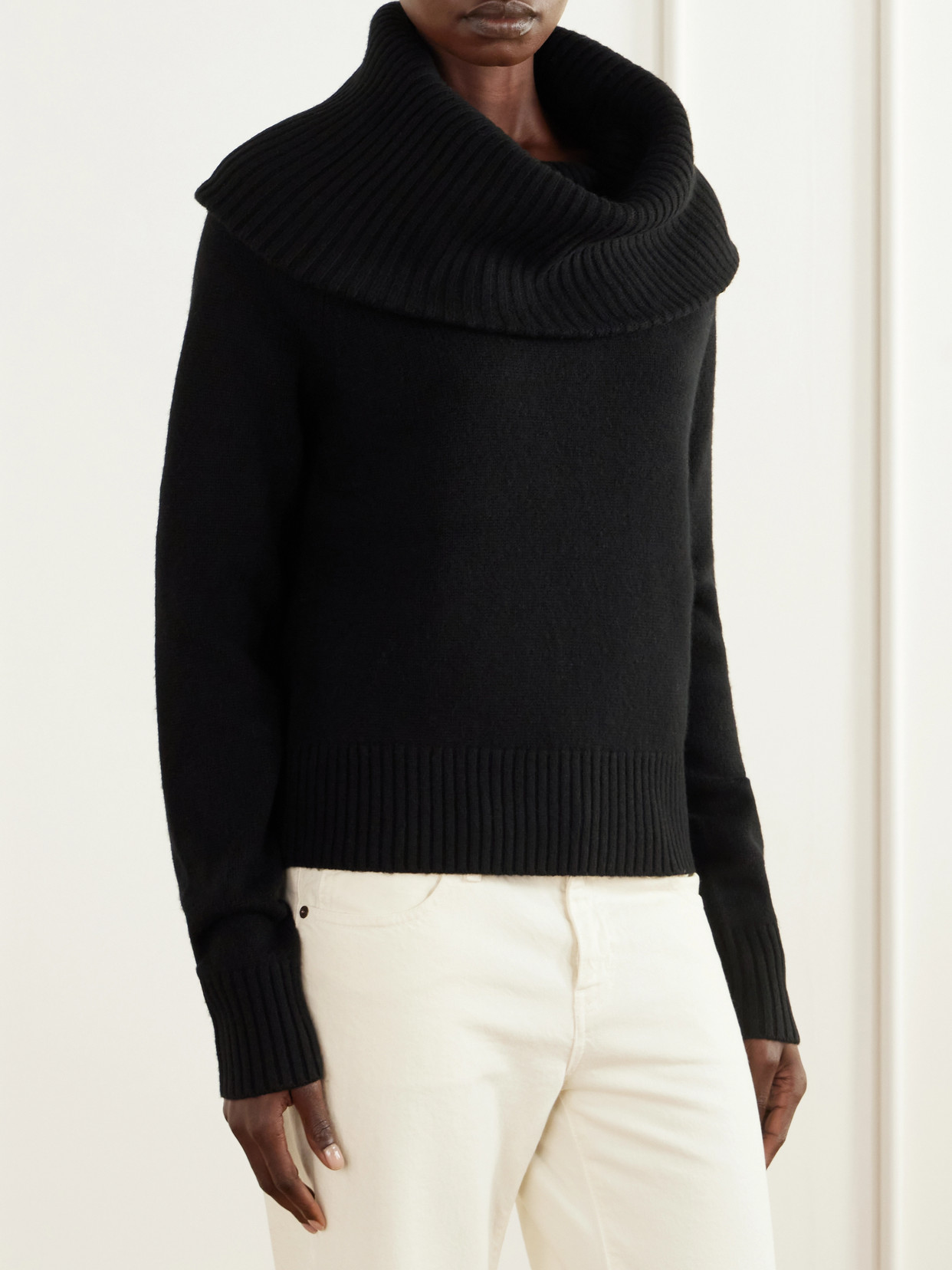 Funnel-Neck Brushed Sweater