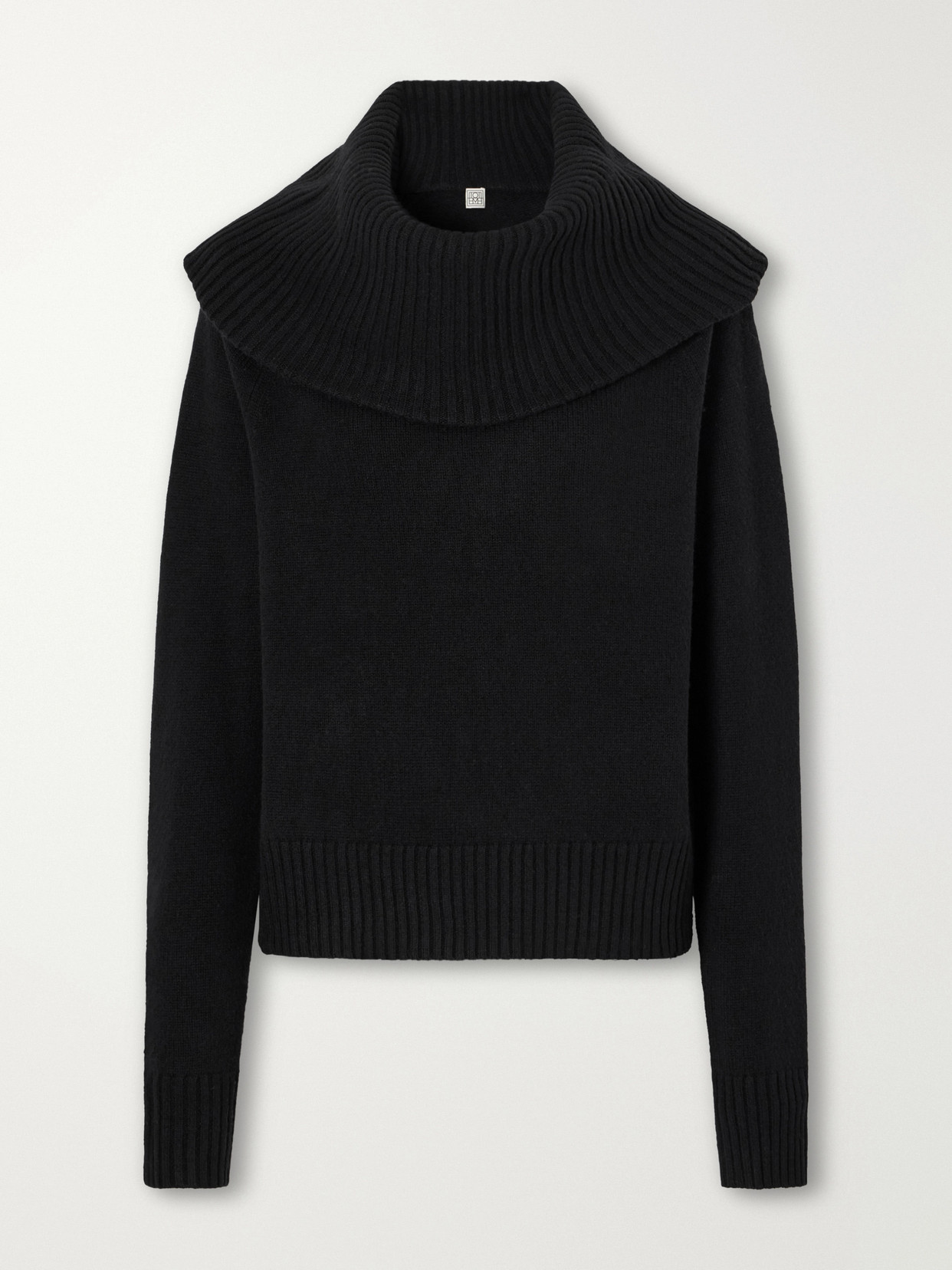 Totême Funnel-neck Brushed Wool Sweater In Black