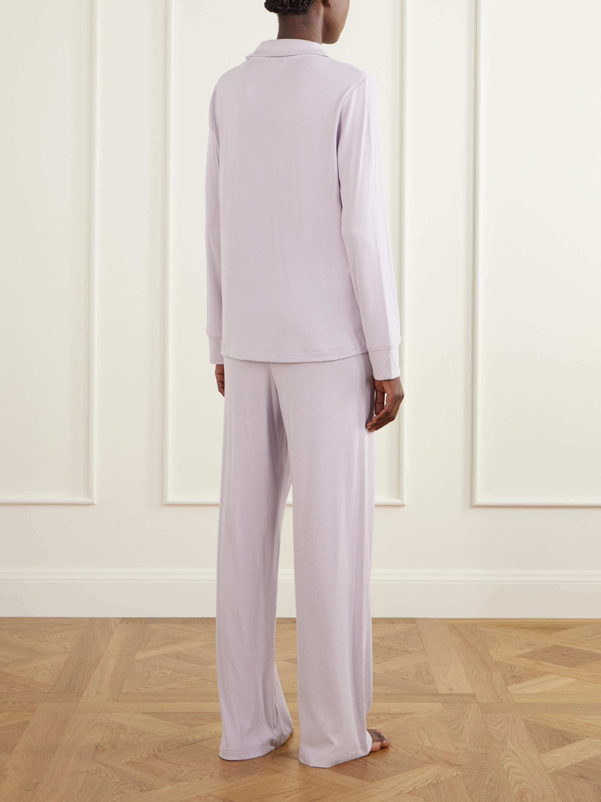 SKIMS Ribbed stretch-modal jersey lounge set - Heather Grey