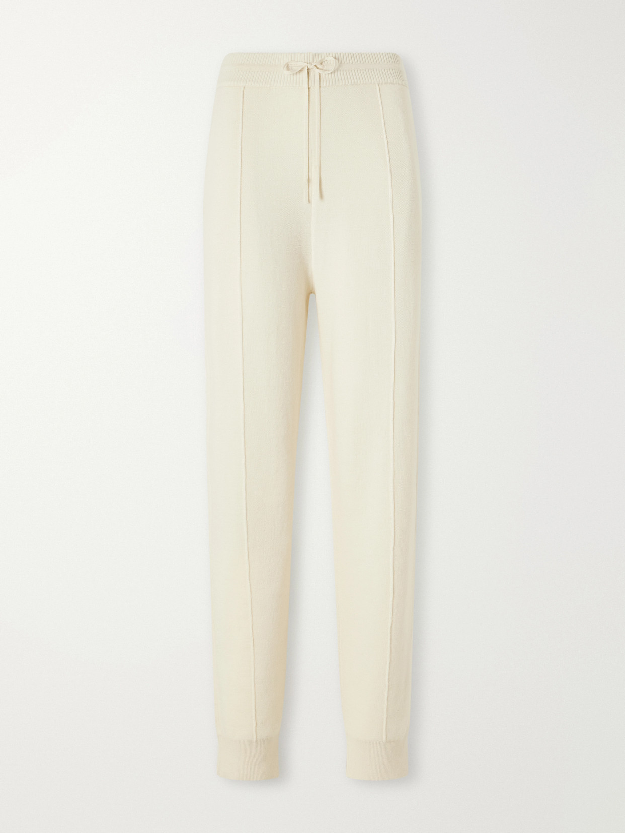 Totême Drawstring Wool, Organic Cotton And Cashmere-blend Tapered Track Pants In Neutrals