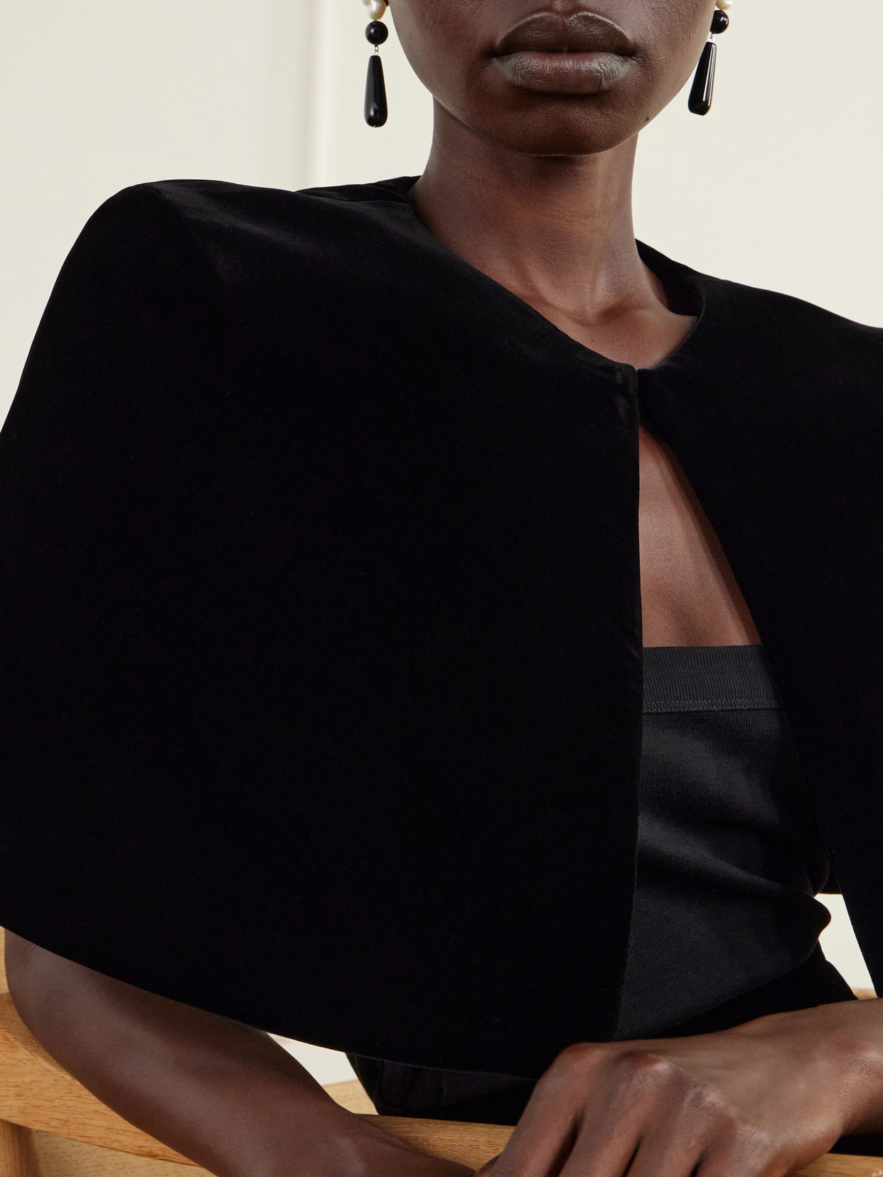 Domie Cropped Velvet Cape