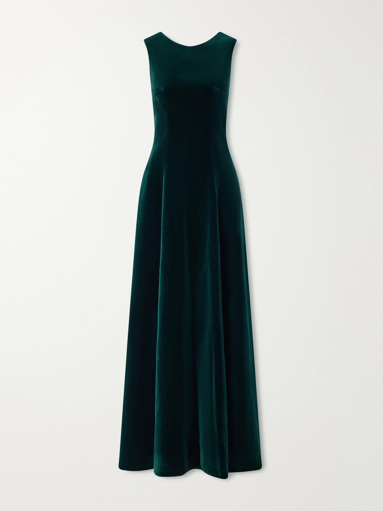 Emilia Wickstead Nodin Open-back Cotton-velvet Gown In Green