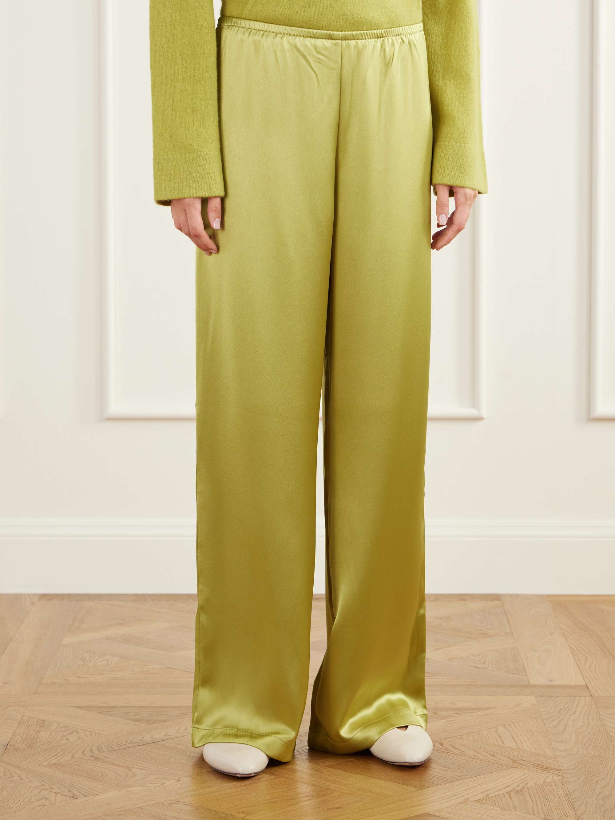 LESET Barb satin wide-leg pants