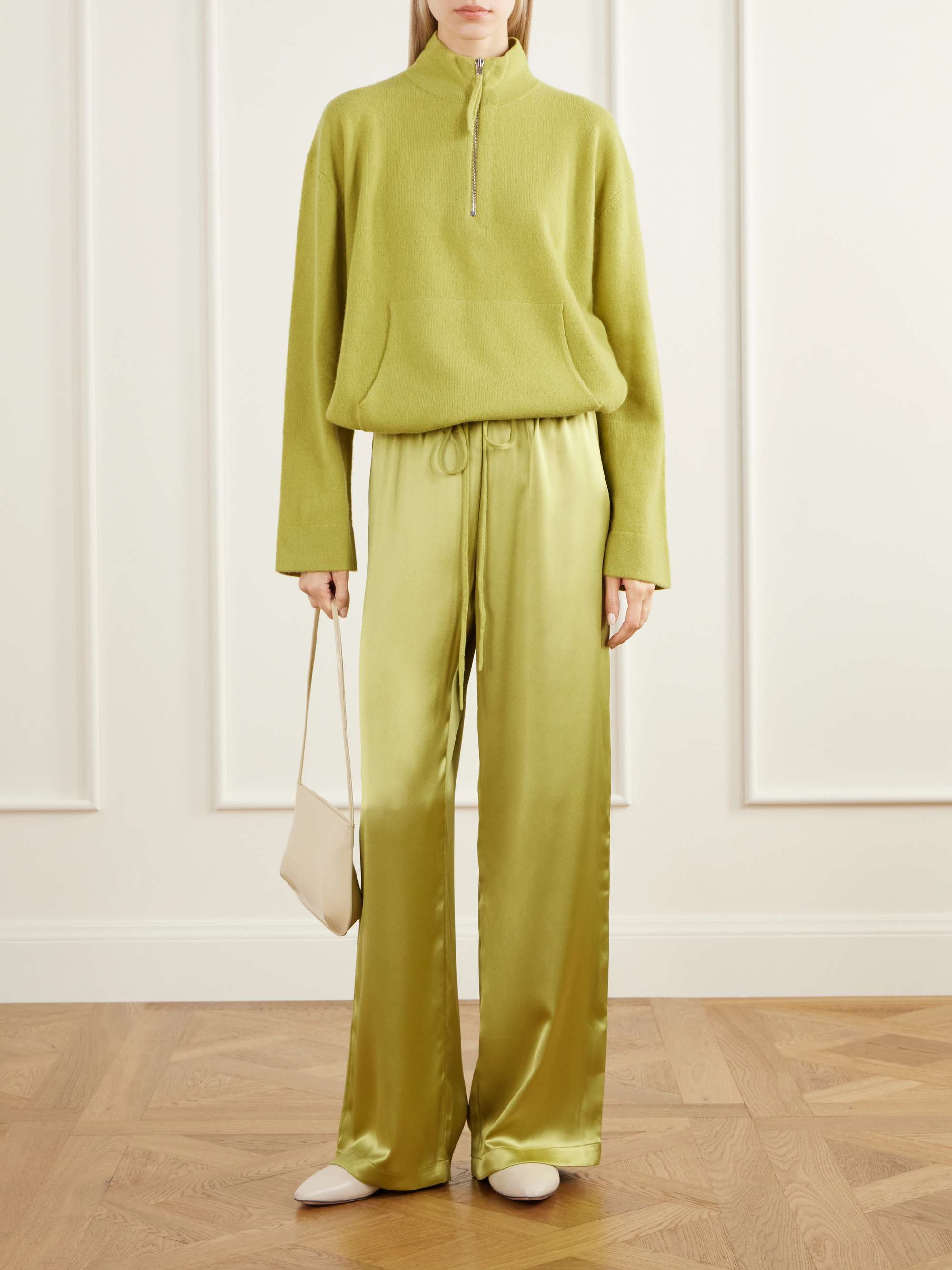 LESET Barb satin wide-leg pants