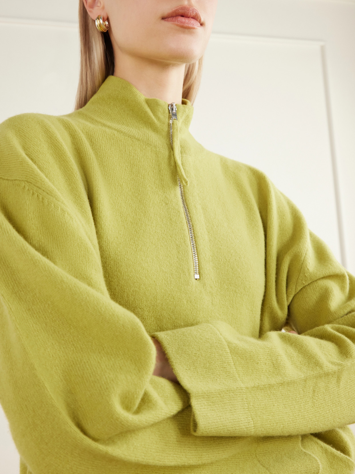 Jesse Drawstring Wool Half-Zip Sweatshirt