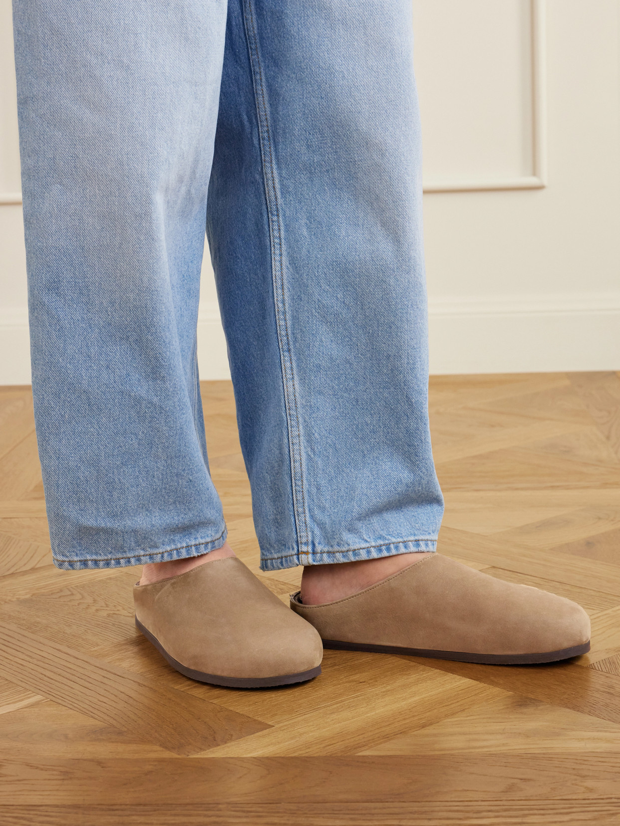 Wearing Suede Slip-Ons
