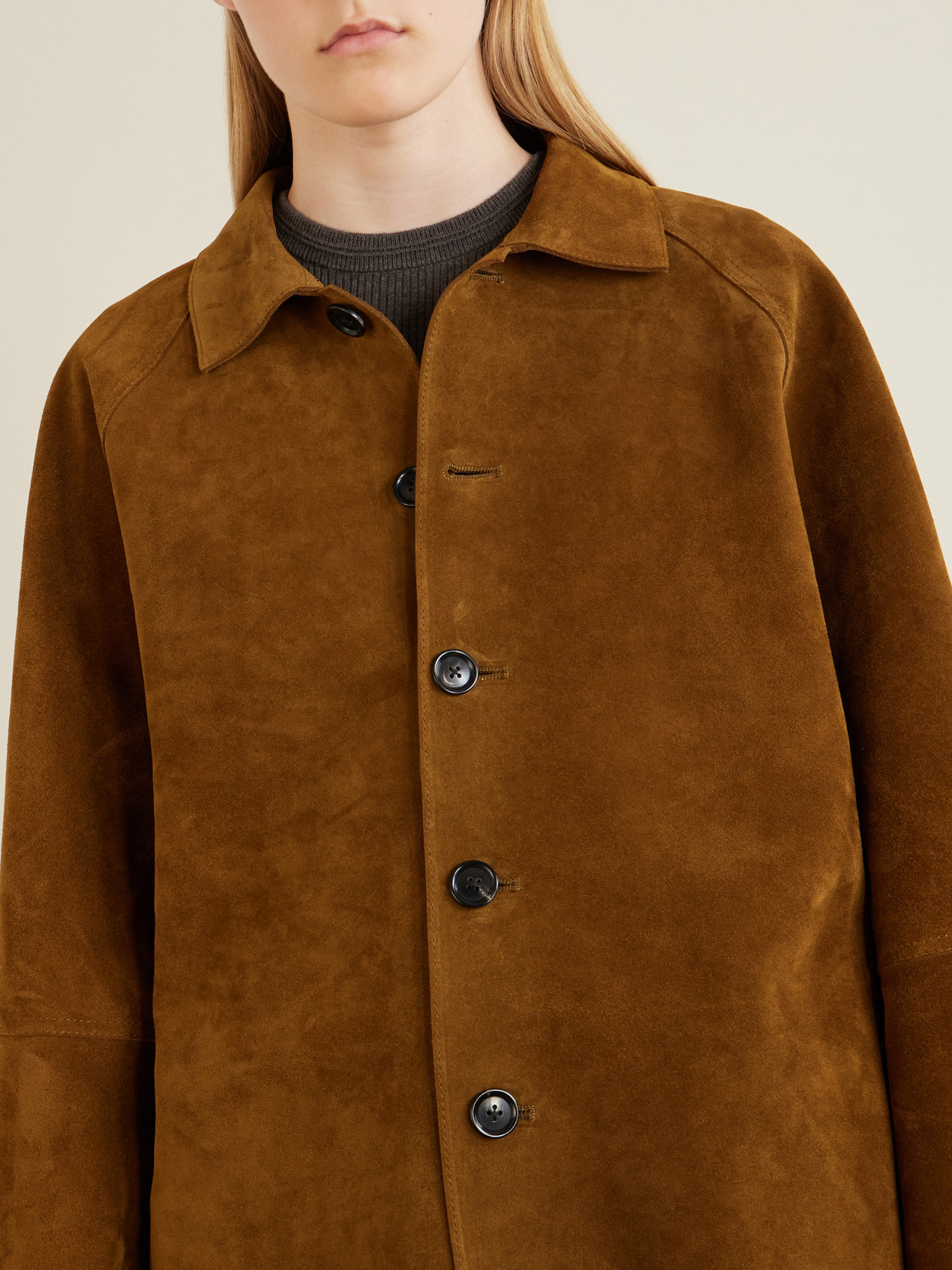 Studio Nicholson Bowe Suede Jacket In Brown