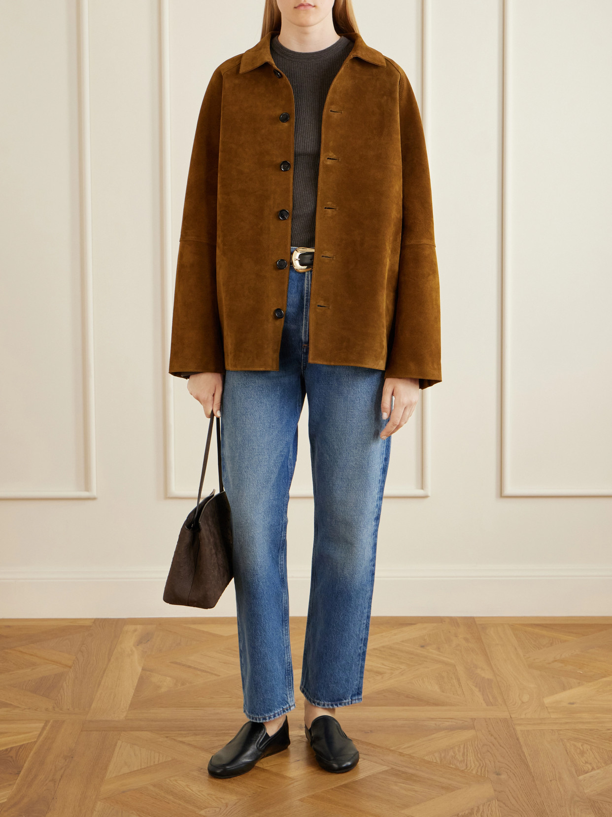 Studio Nicholson Bowe Suede Jacket In Brown