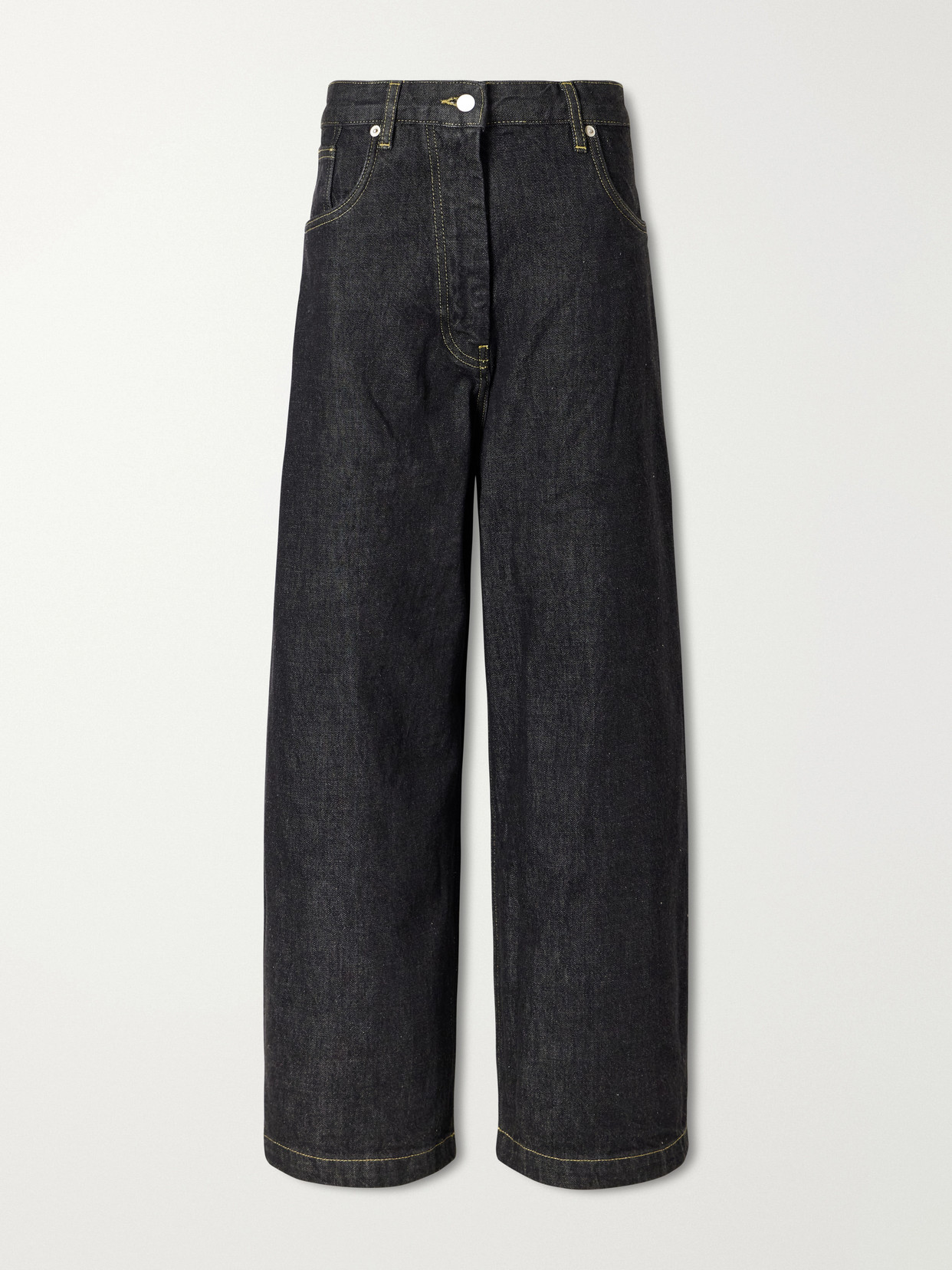 Studio Nicholson Neive Organic Low-rise Wide-leg Jeans In Black