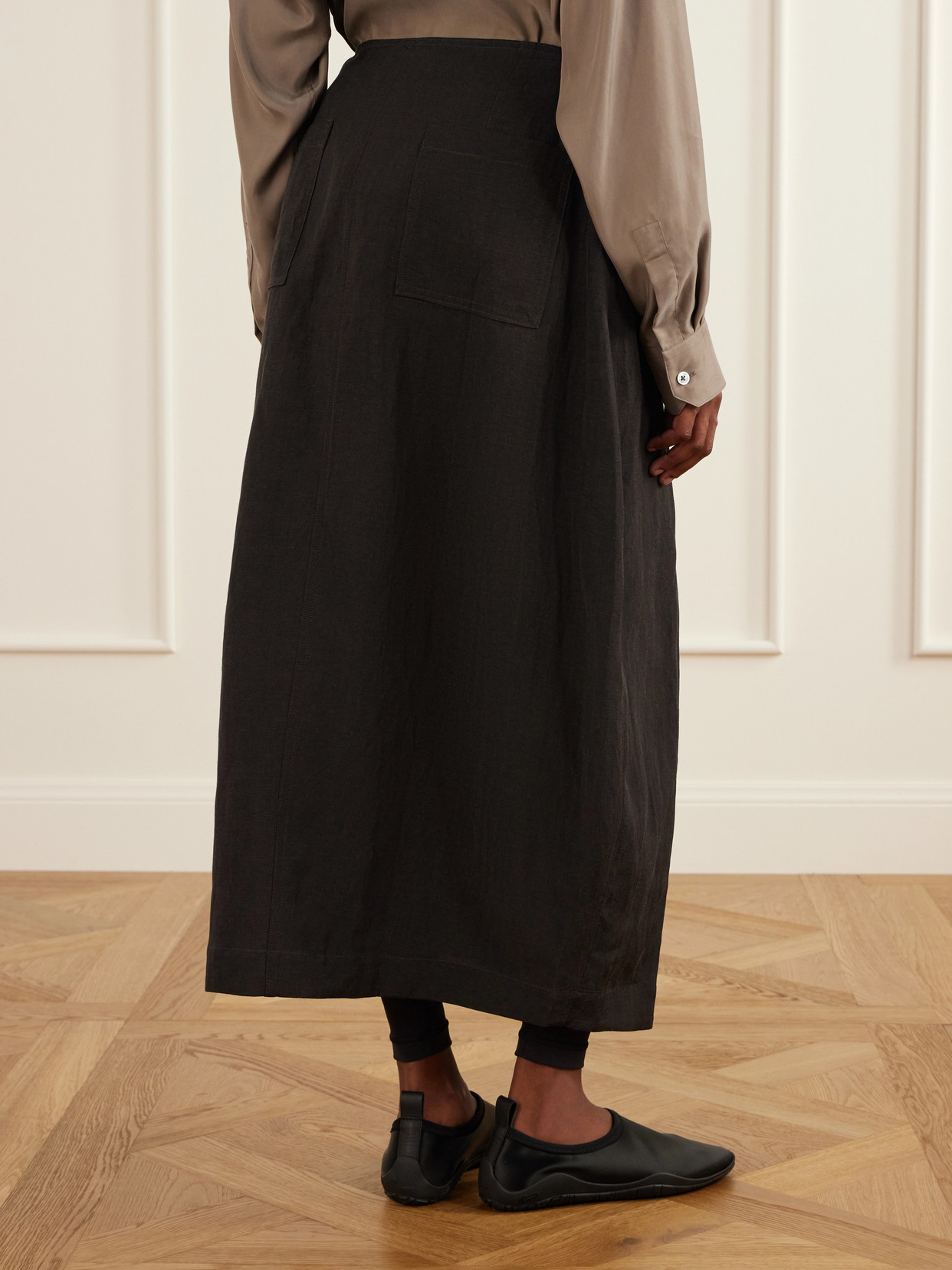 Pleated Woven Midi