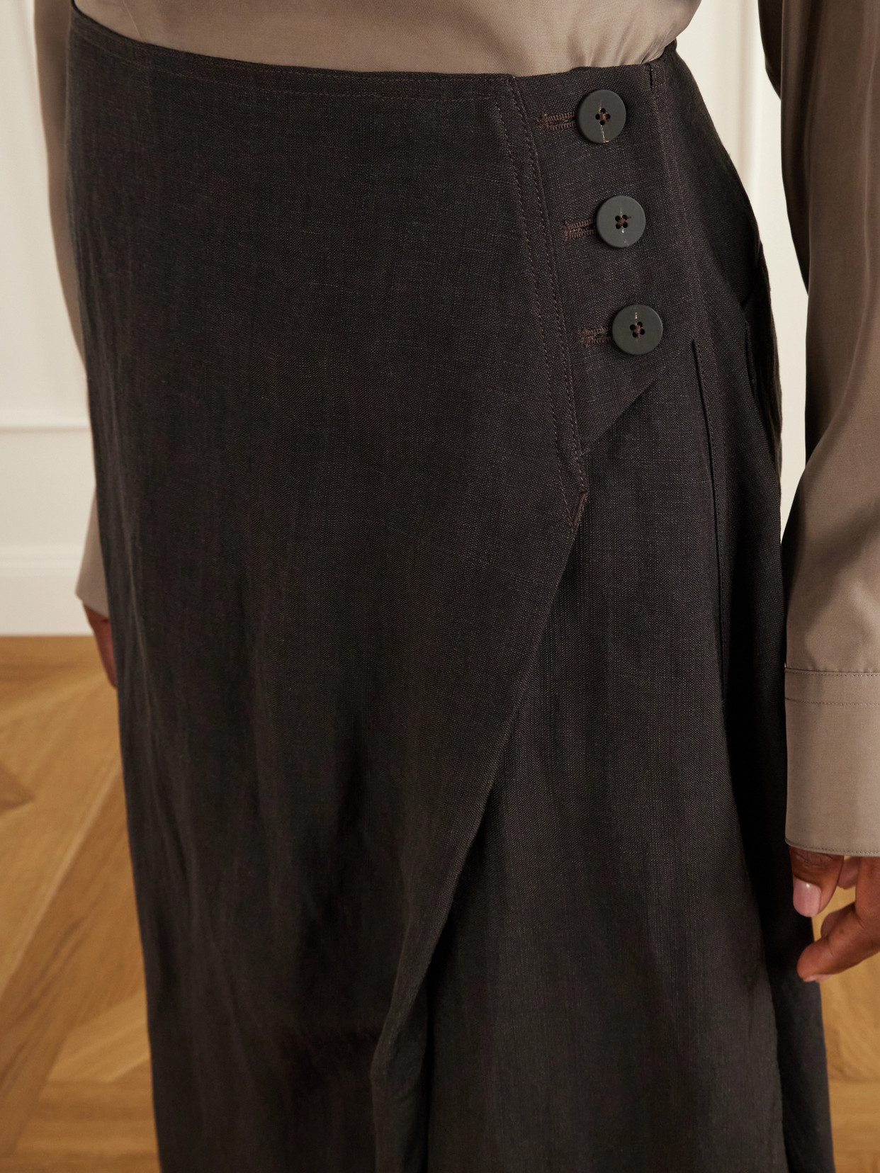 Pleated Woven Midi