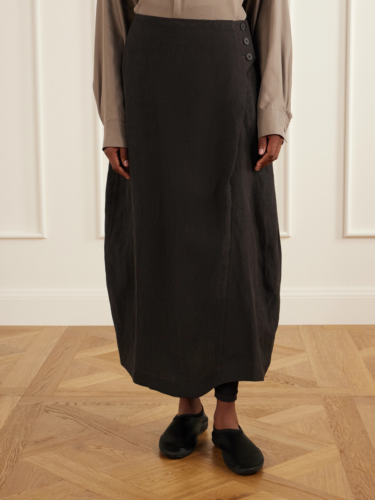 Pleated Woven Midi