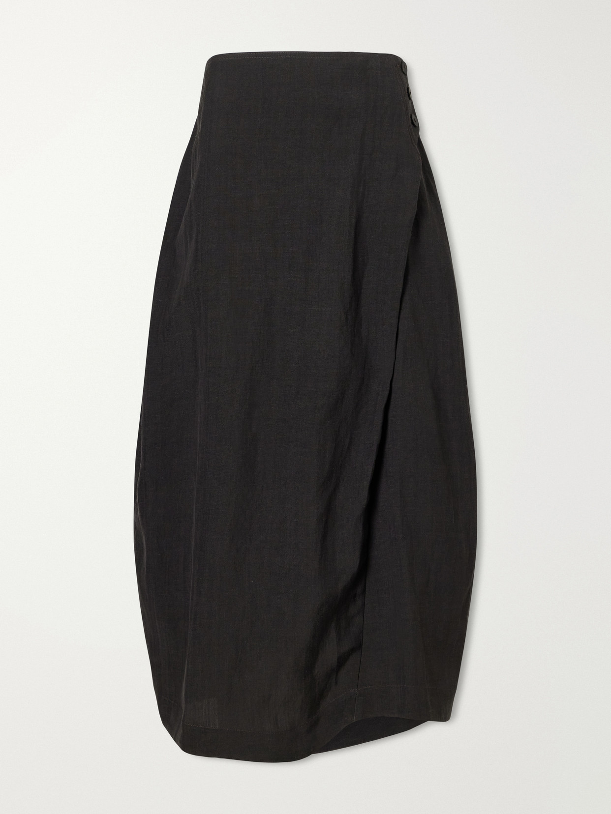 Studio Nicholson Pleated Woven Midi Skirt In Gray
