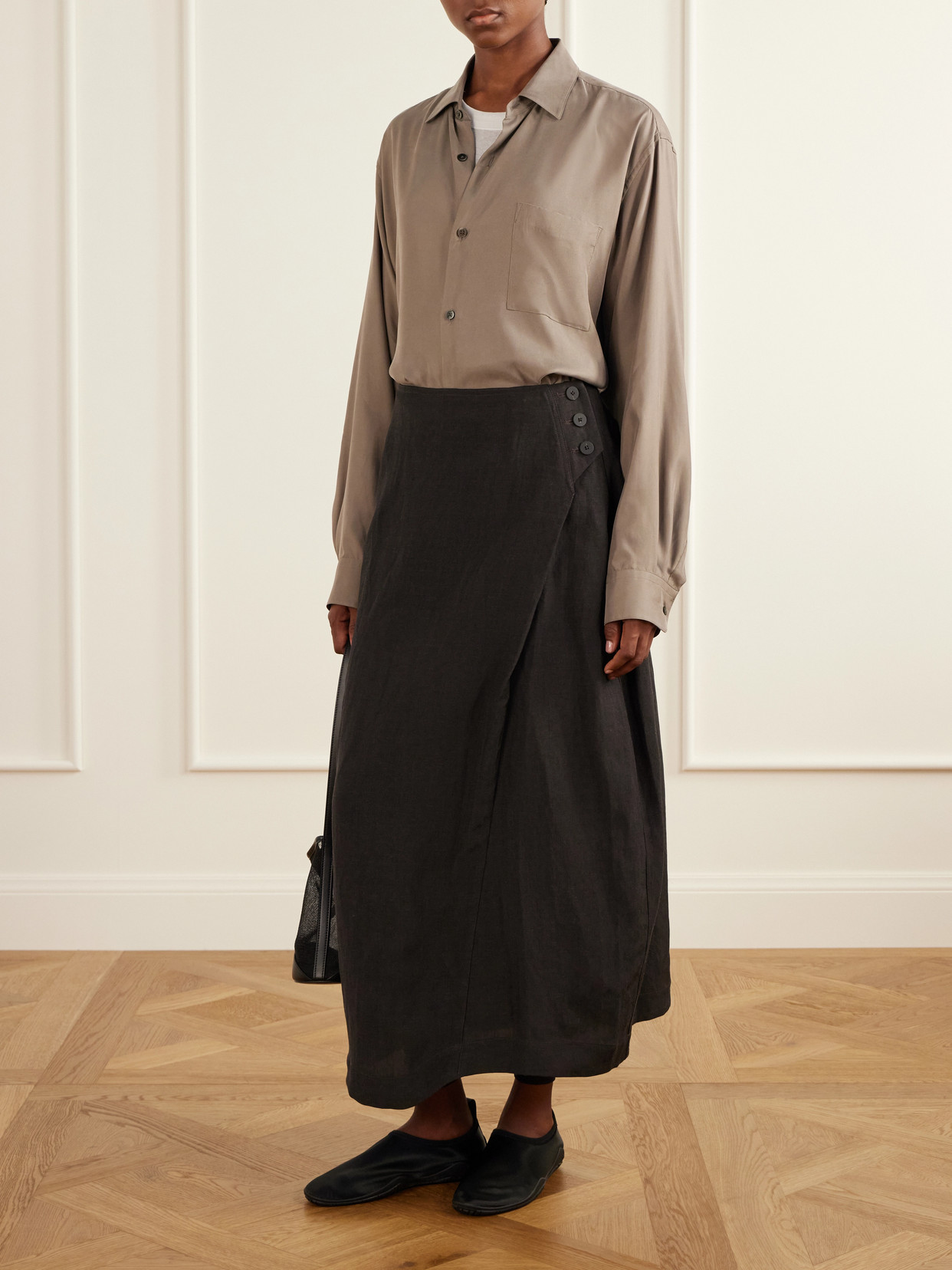 Pleated Woven Midi