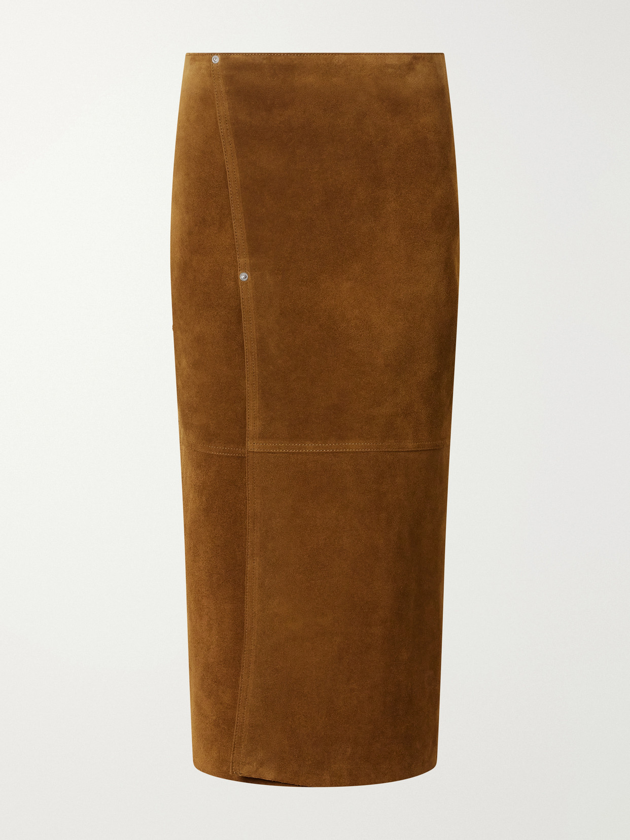 Studio Nicholson Melete Suede Midi Skirt In Yellow