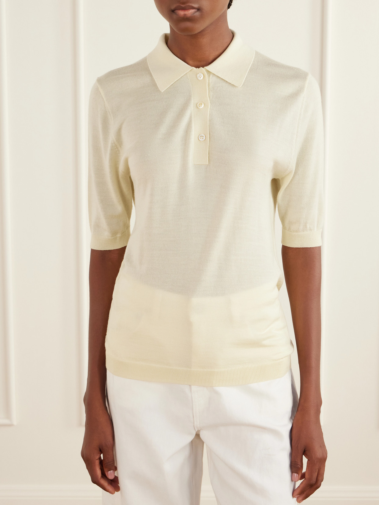 Merino Wool And Silk-Blend Polo Sweater
