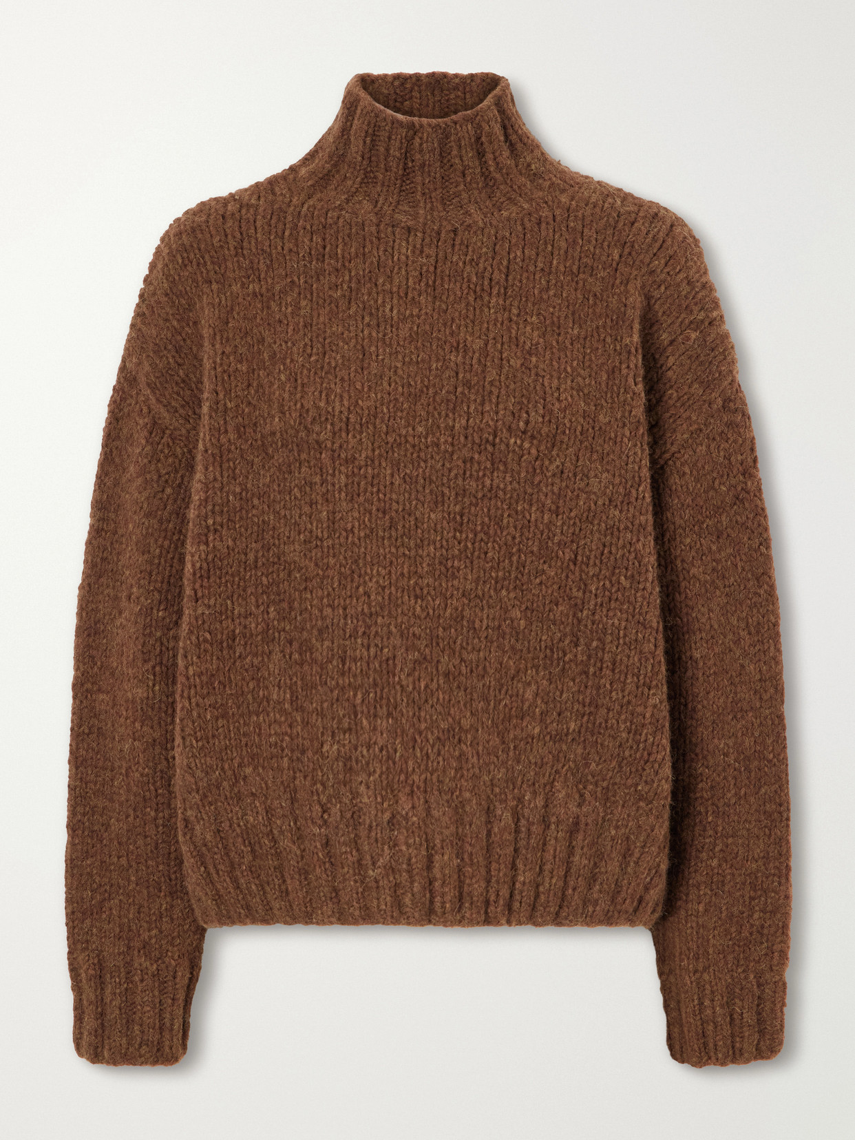 Lauren Manoogian Alpaca, Merino Wool And Cotton-blend Turtleneck Sweater In Brown