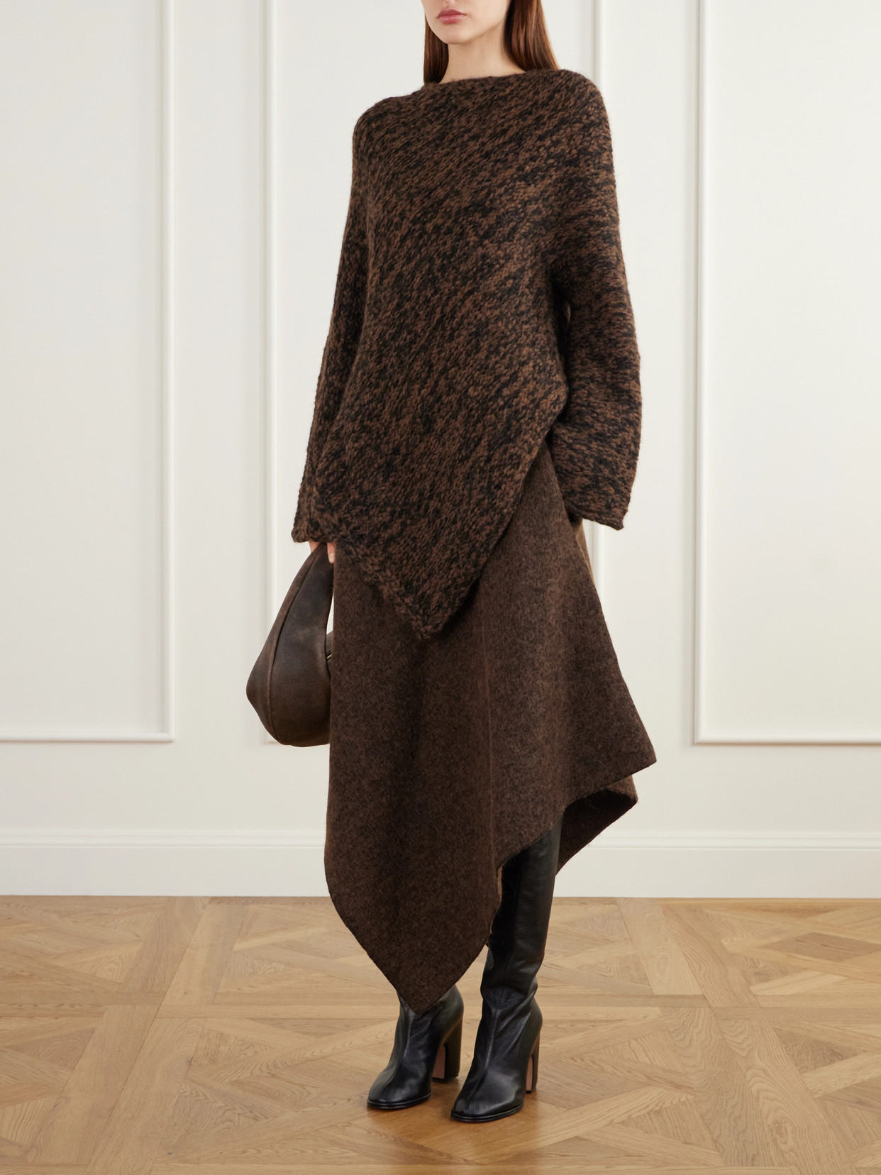 Manta Asymmetrical Alpaca, Pima Cotton And Merino Wool-Blend Sweater