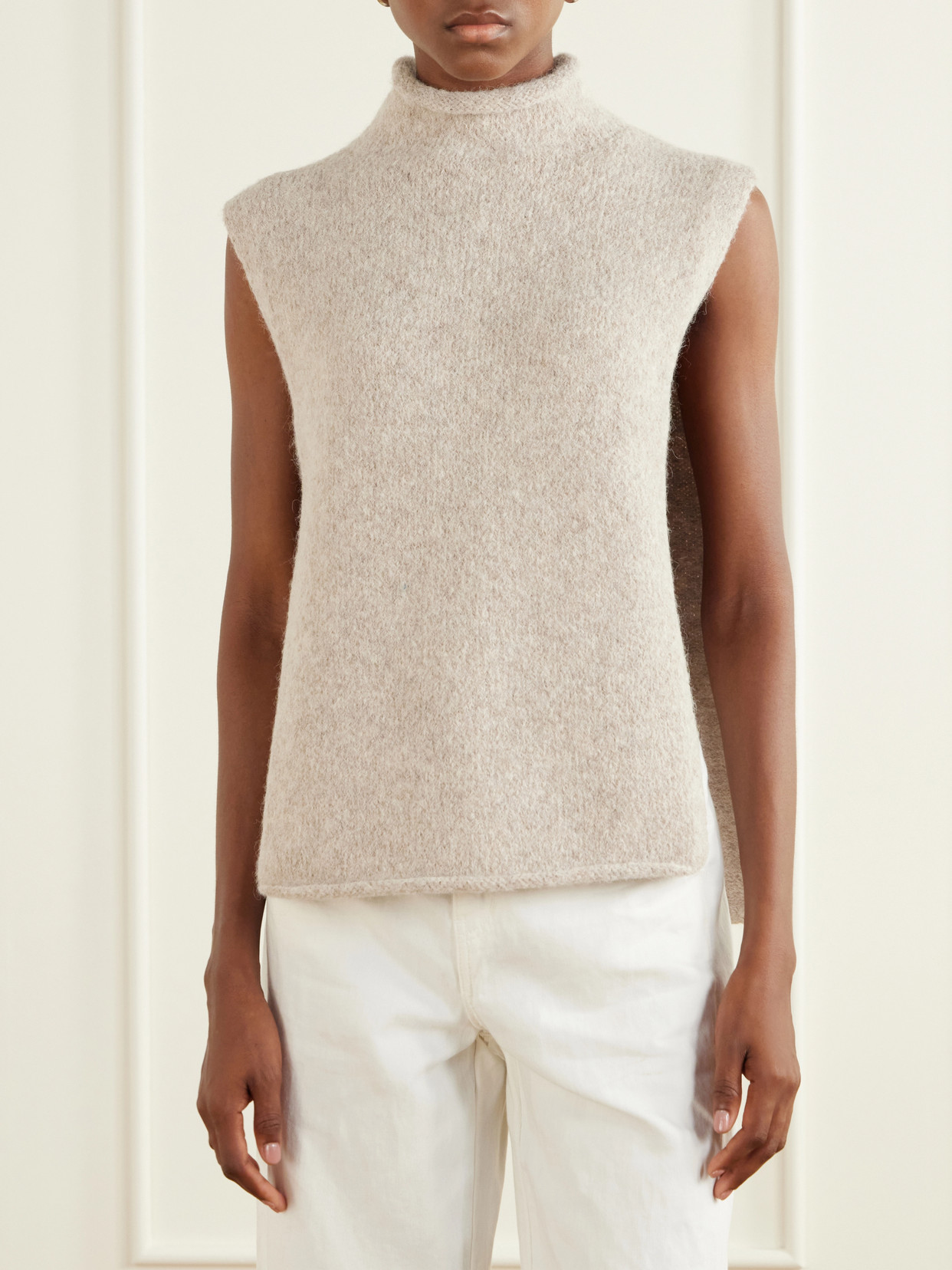 Alpaca-Blend Turtleneck Tank