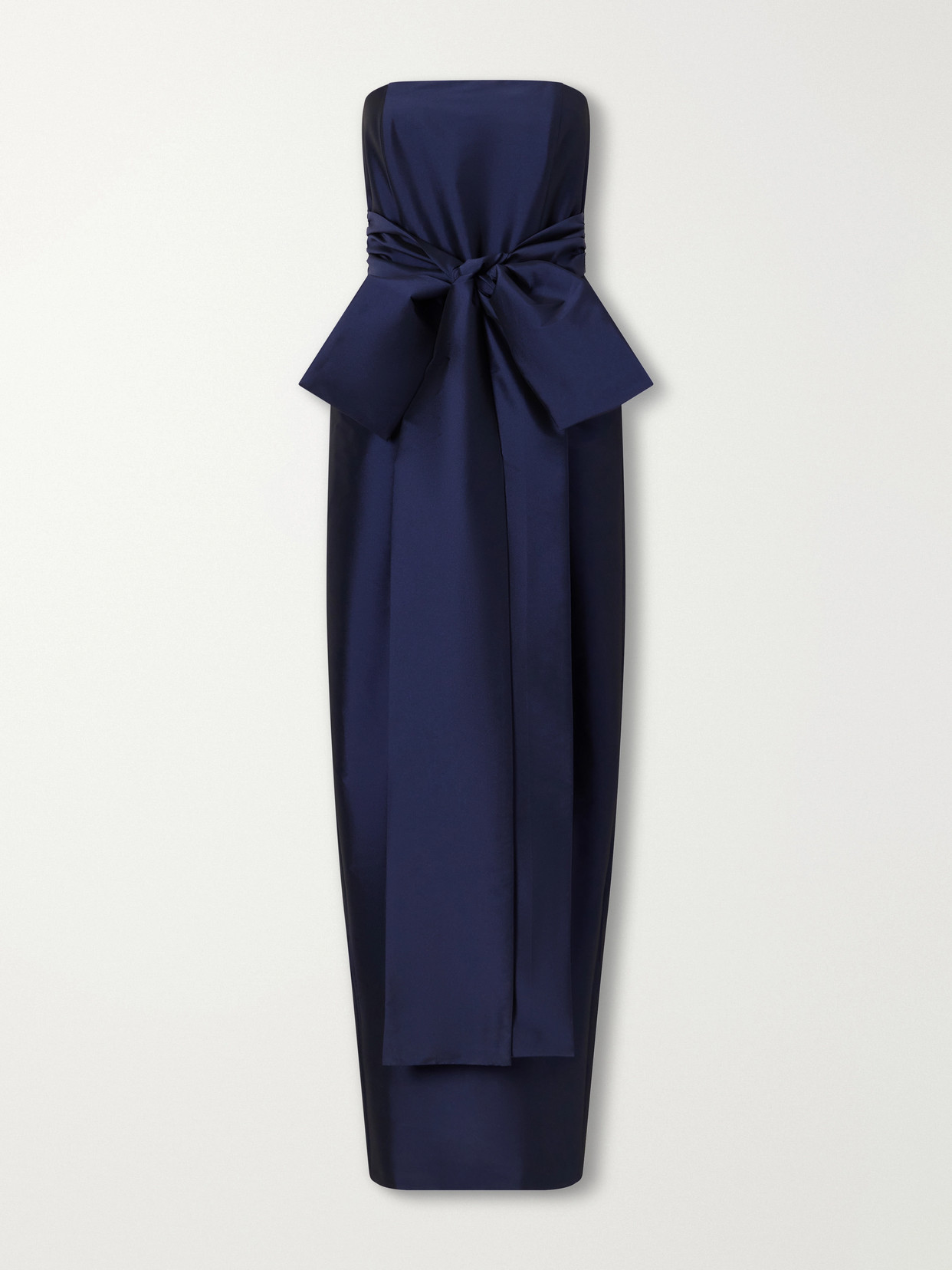 Bernadette Lina Strapless Bow-detailed Taffeta Gown In Blue