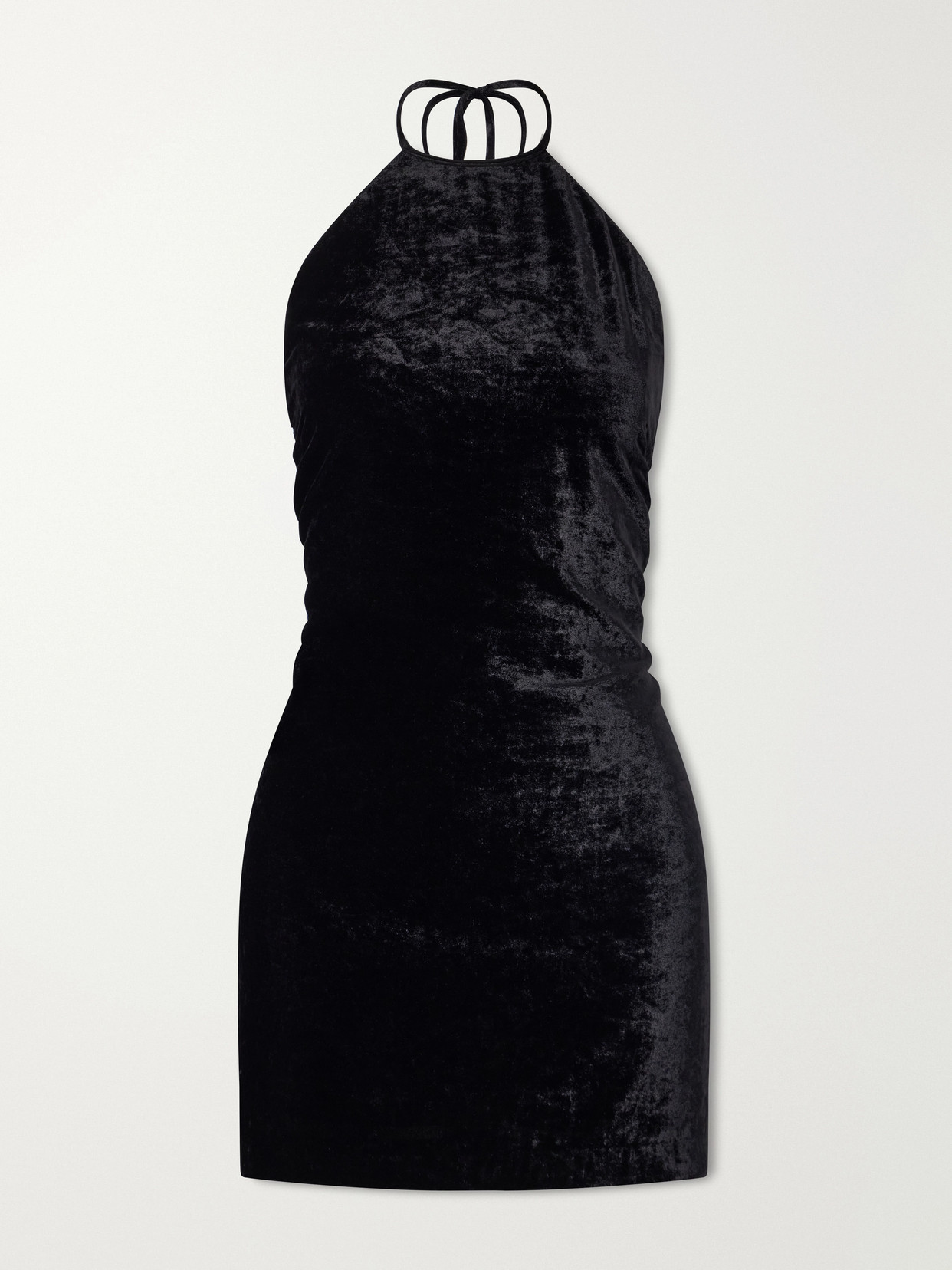 Bernadette Francine Velvet Halterneck Mini Dress In Black