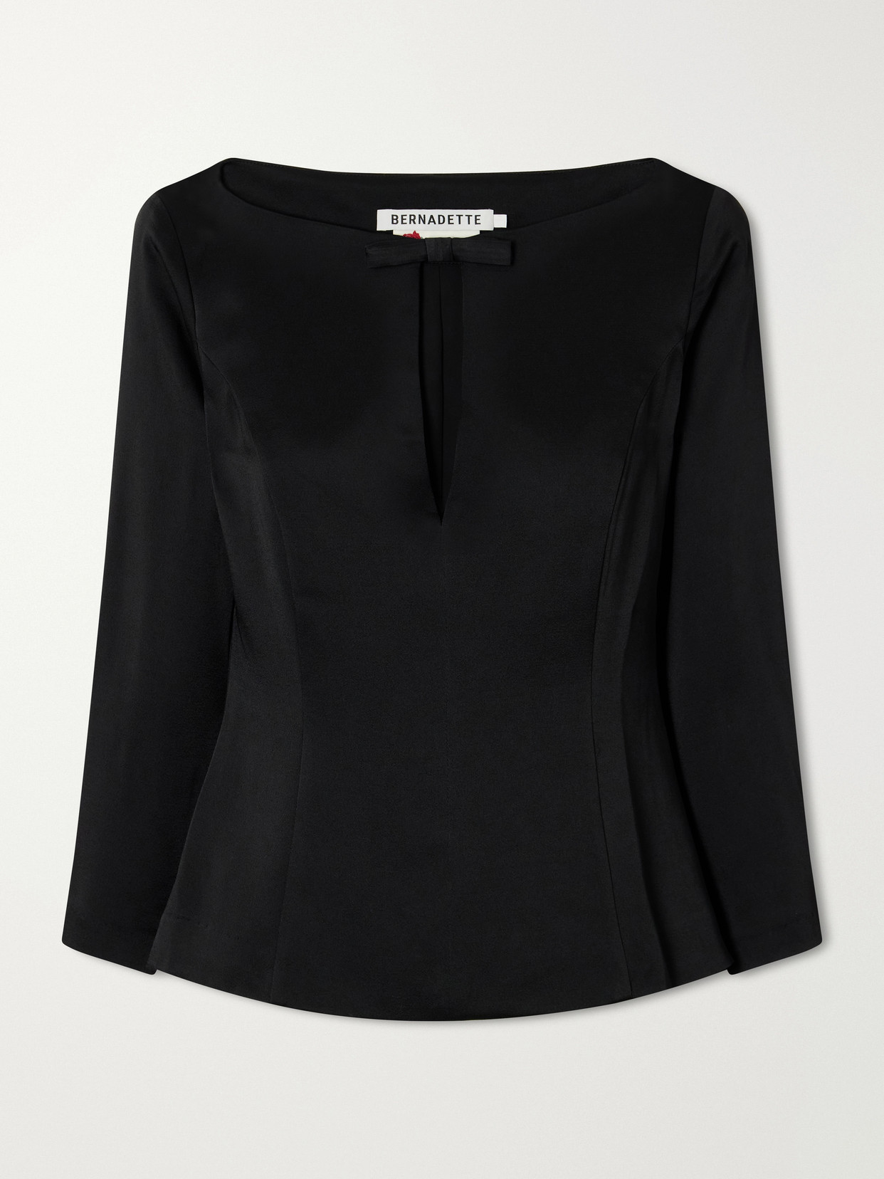 Bernadette Romi Bow-detailed Darted Satin Top In Black