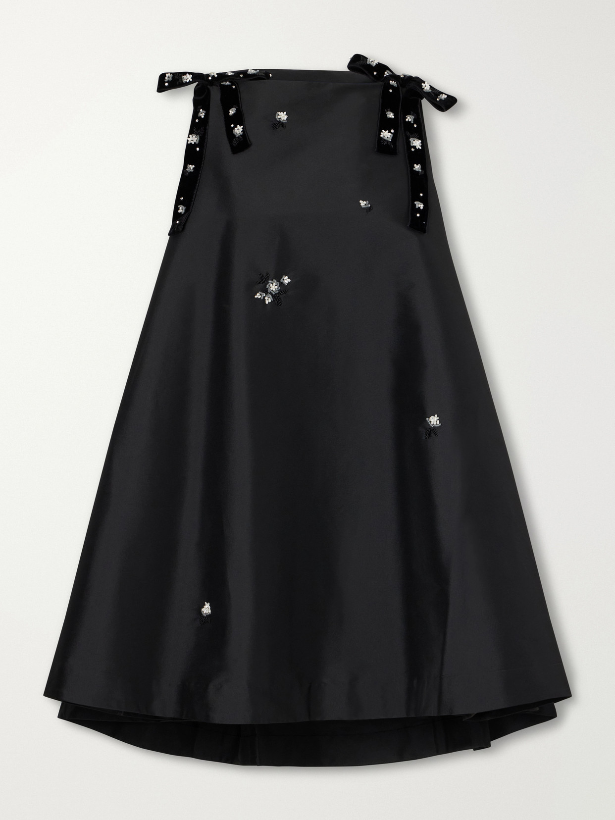 Bernadette Melody Embellished Velvet-trimmed Satin Mini Dress In Black