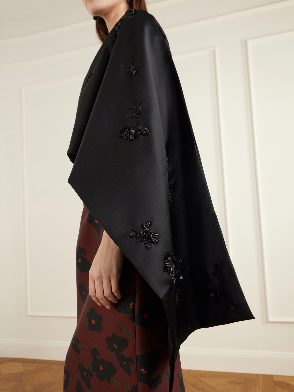 Leo Cropped Embellished Crepe Cape