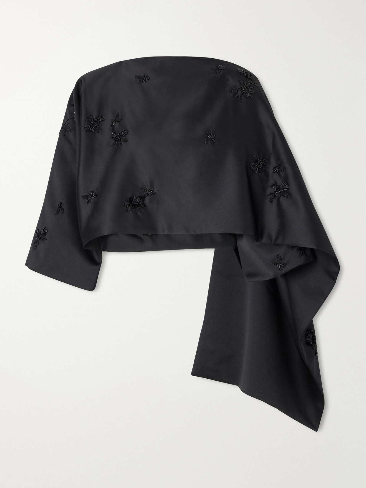 Bernadette Leo Cropped Embellished Crepe Cape In Black