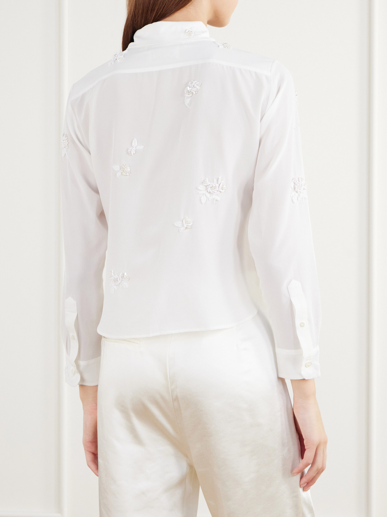 Baby Bead-Embellished Silk-Crepe De Chine Shirt