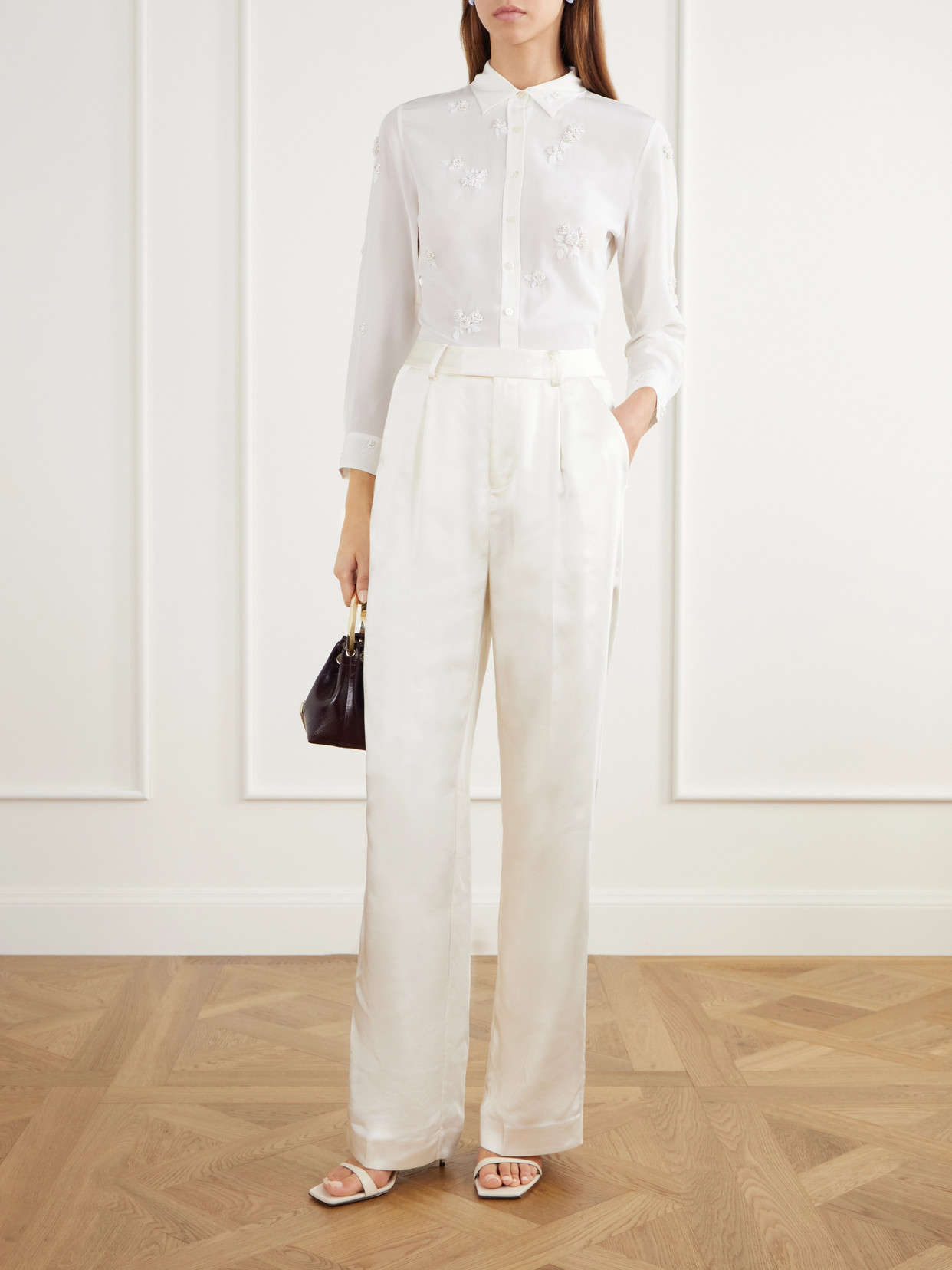 Baby Bead-Embellished Silk-Crepe De Chine Shirt