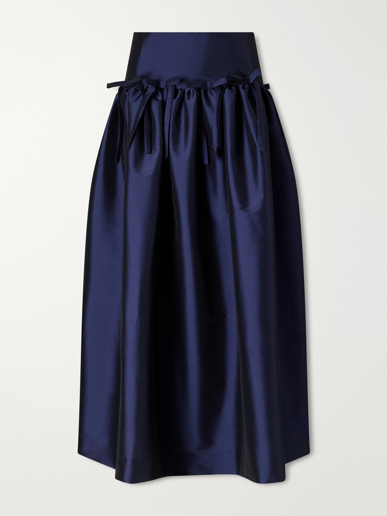 Bernadette Oscar Bow-detailed Gathered Taffeta Midi Skirt In Yellow