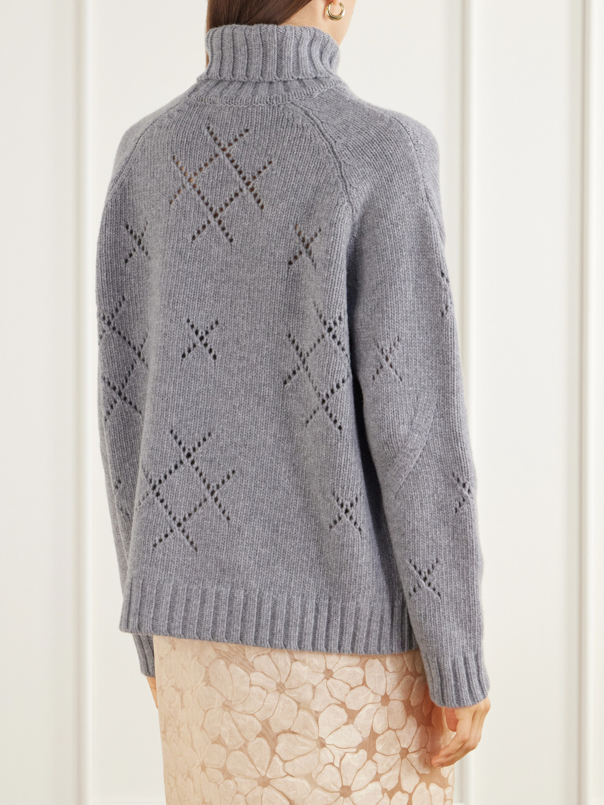 Sharon Embroidered Pointelle-Knit Wool Turtleneck Sweater