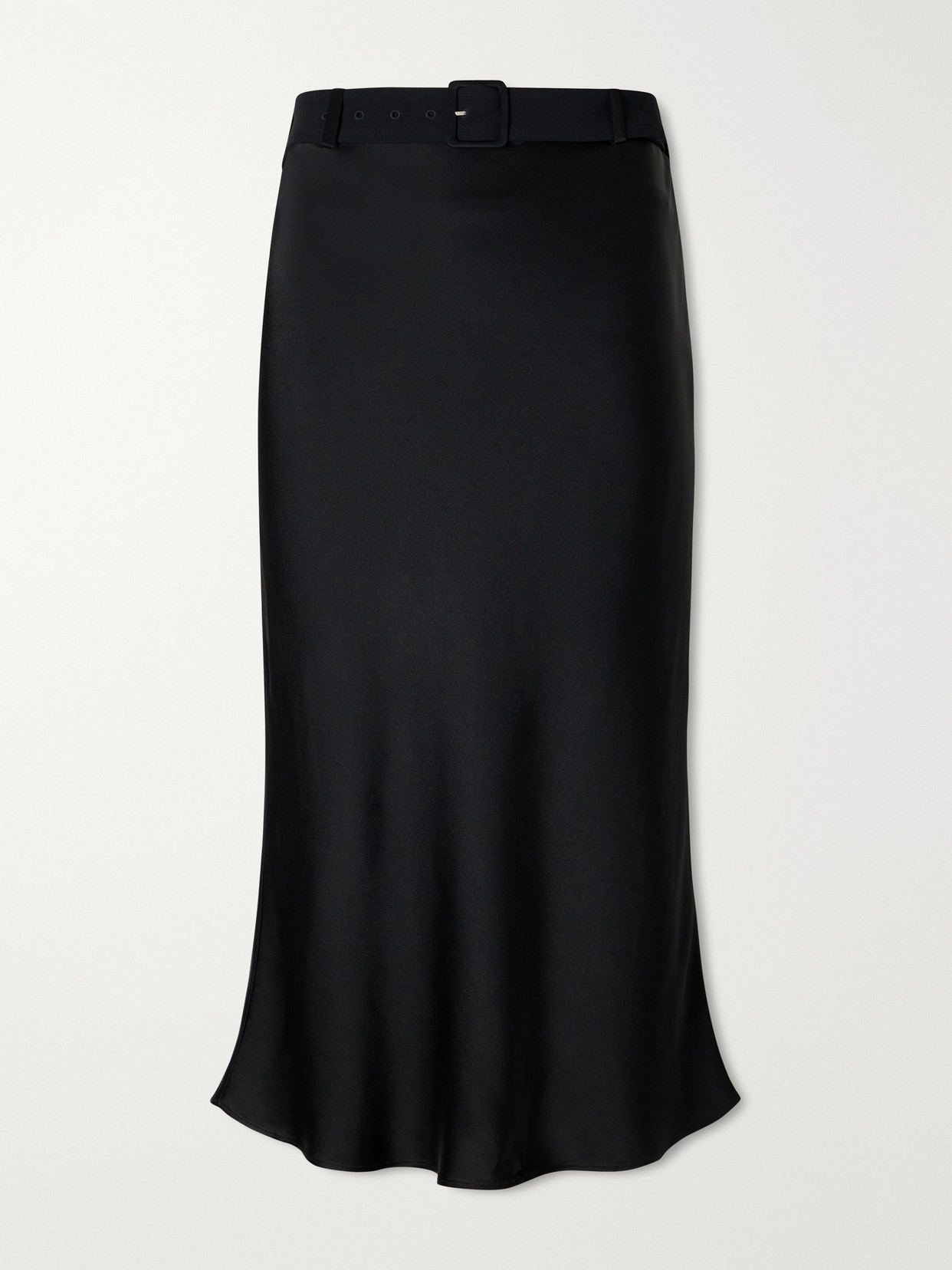 Bernadette Chuck Belted Duchess-satin Knee Length Skirt In Black