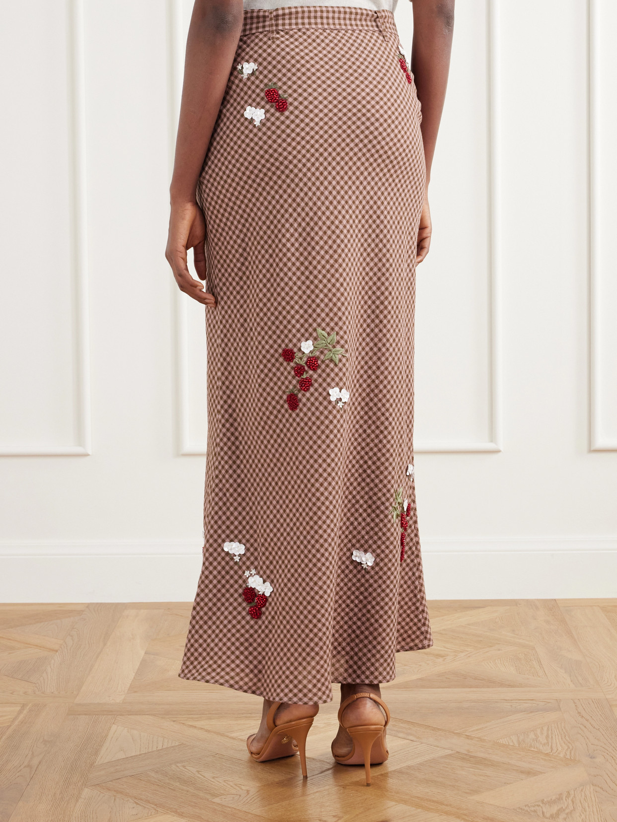 Chuck Belted Bead-Embellished Checked Maxi