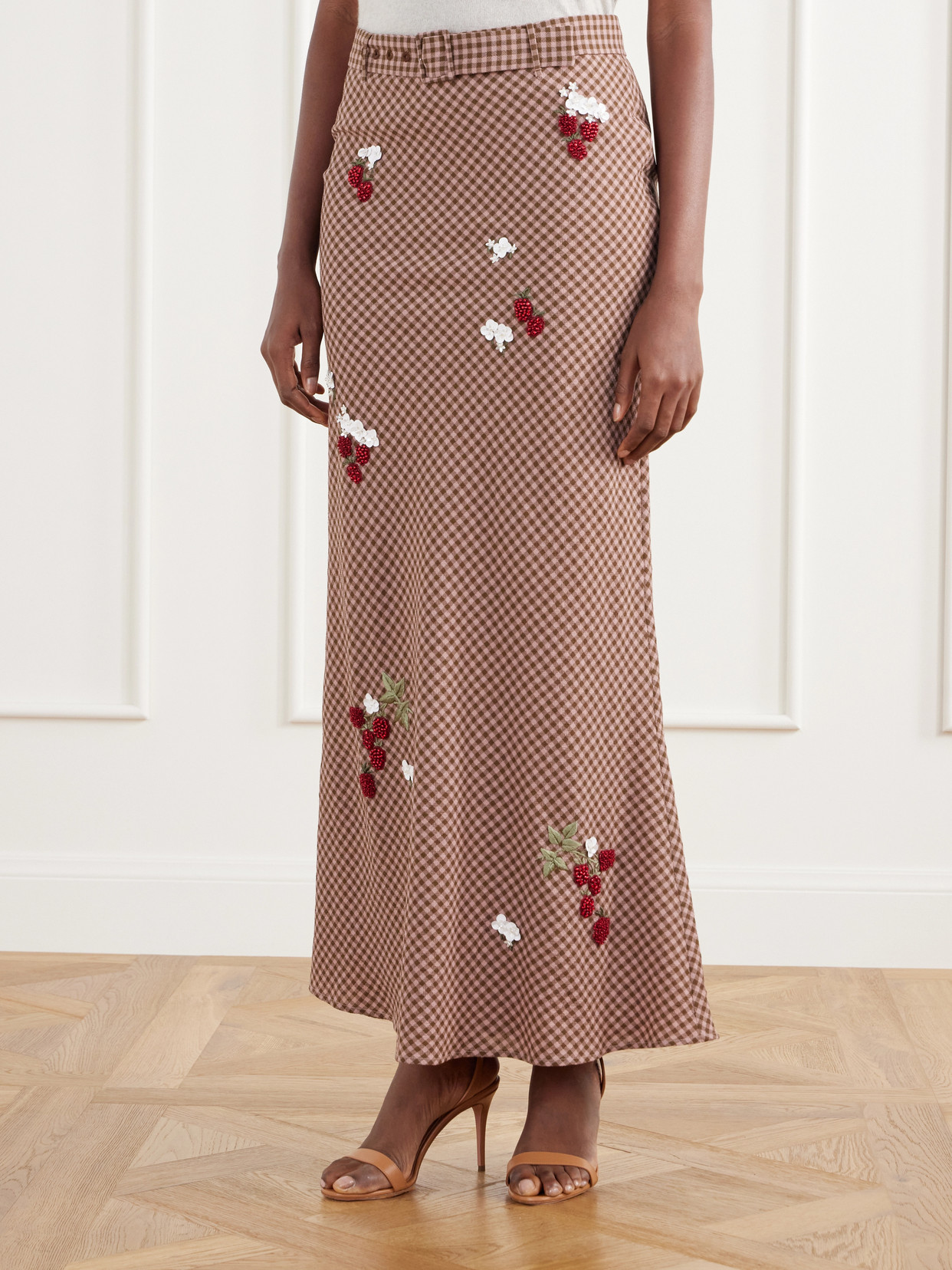 Chuck Belted Bead-Embellished Checked Maxi