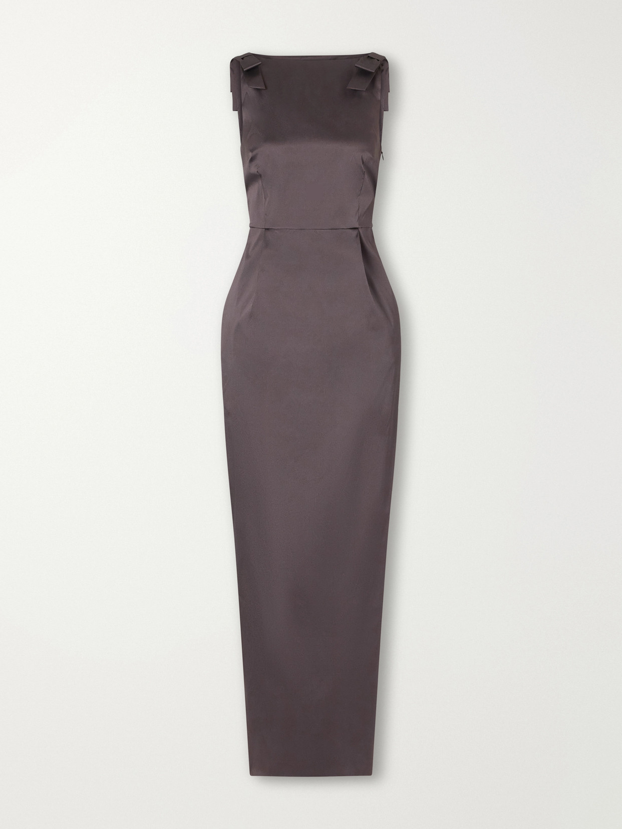 Bernadette Lene Bow-detailed Taffeta Maxi Dress In Gray