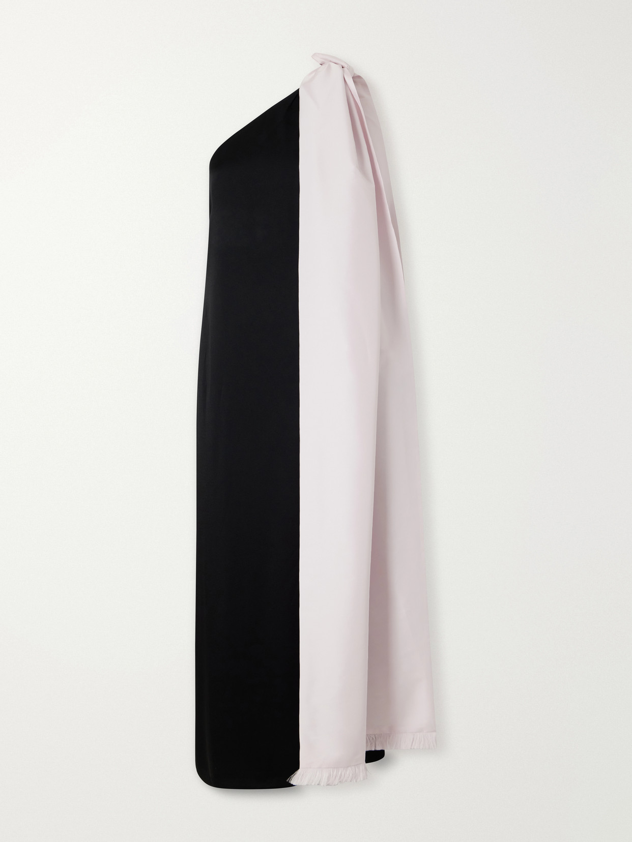 Bernadette Ross Two-tone One-shoulder Satin Gown In Black