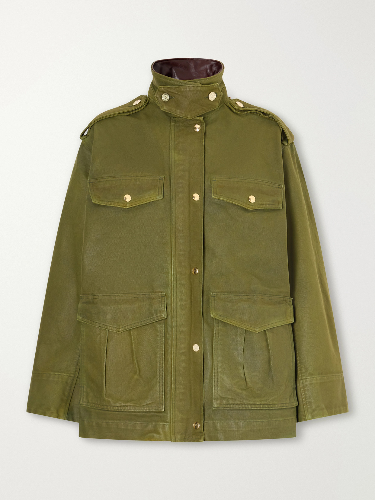 Rùadh - The Ettienne Leather-Trimmed Cotton Duck-Canvas Coat