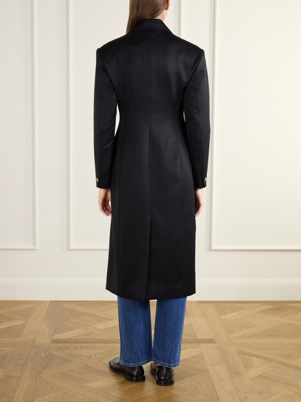 Rùadh - The Ophelia Double-Breasted Satin-Trimmed Wool-Twill Coat